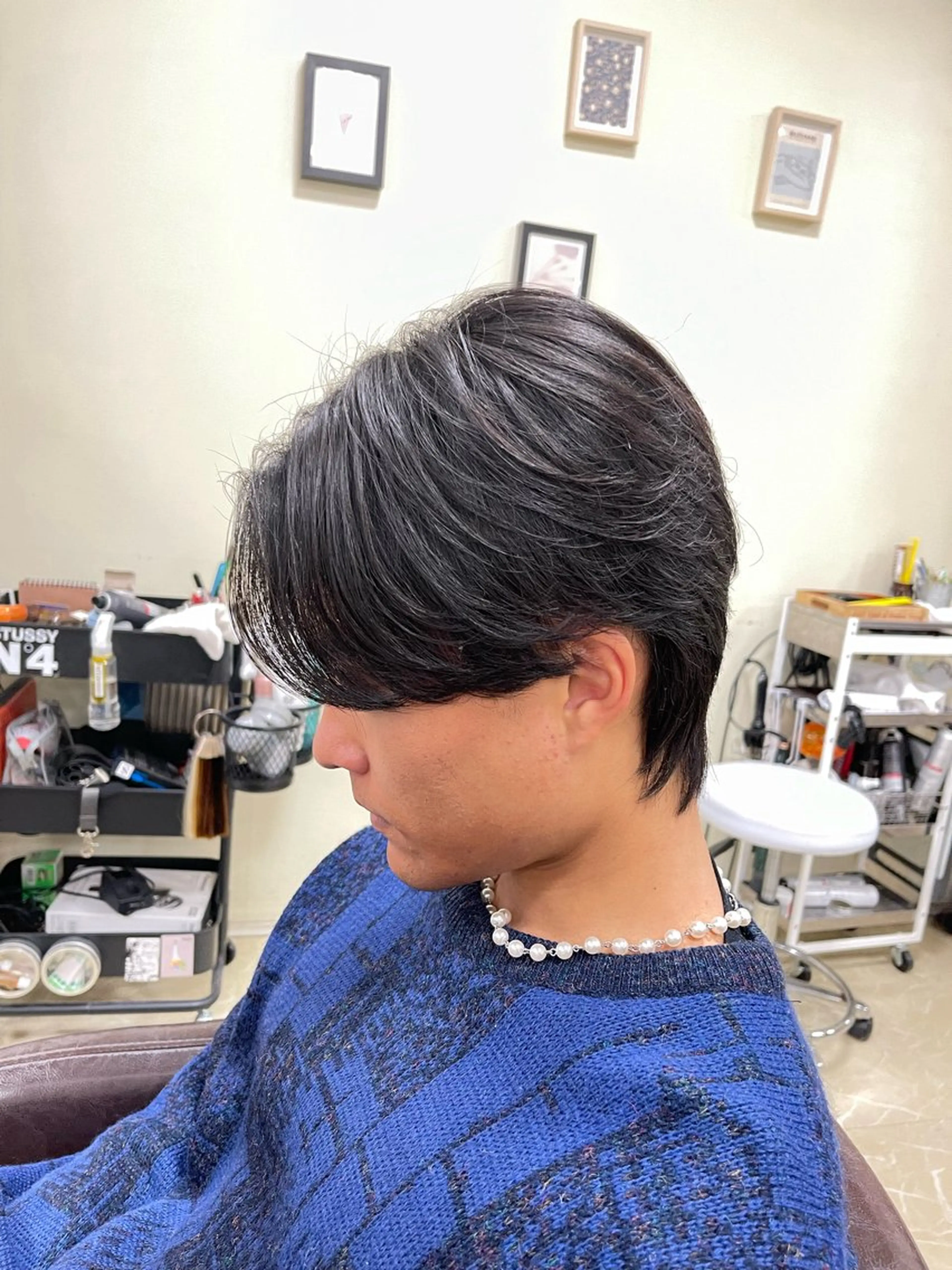 メンズ センターパート CARE SHINSAIBASHI所属・縮毛・酸性ストレート モデル募集のヘアスタイル