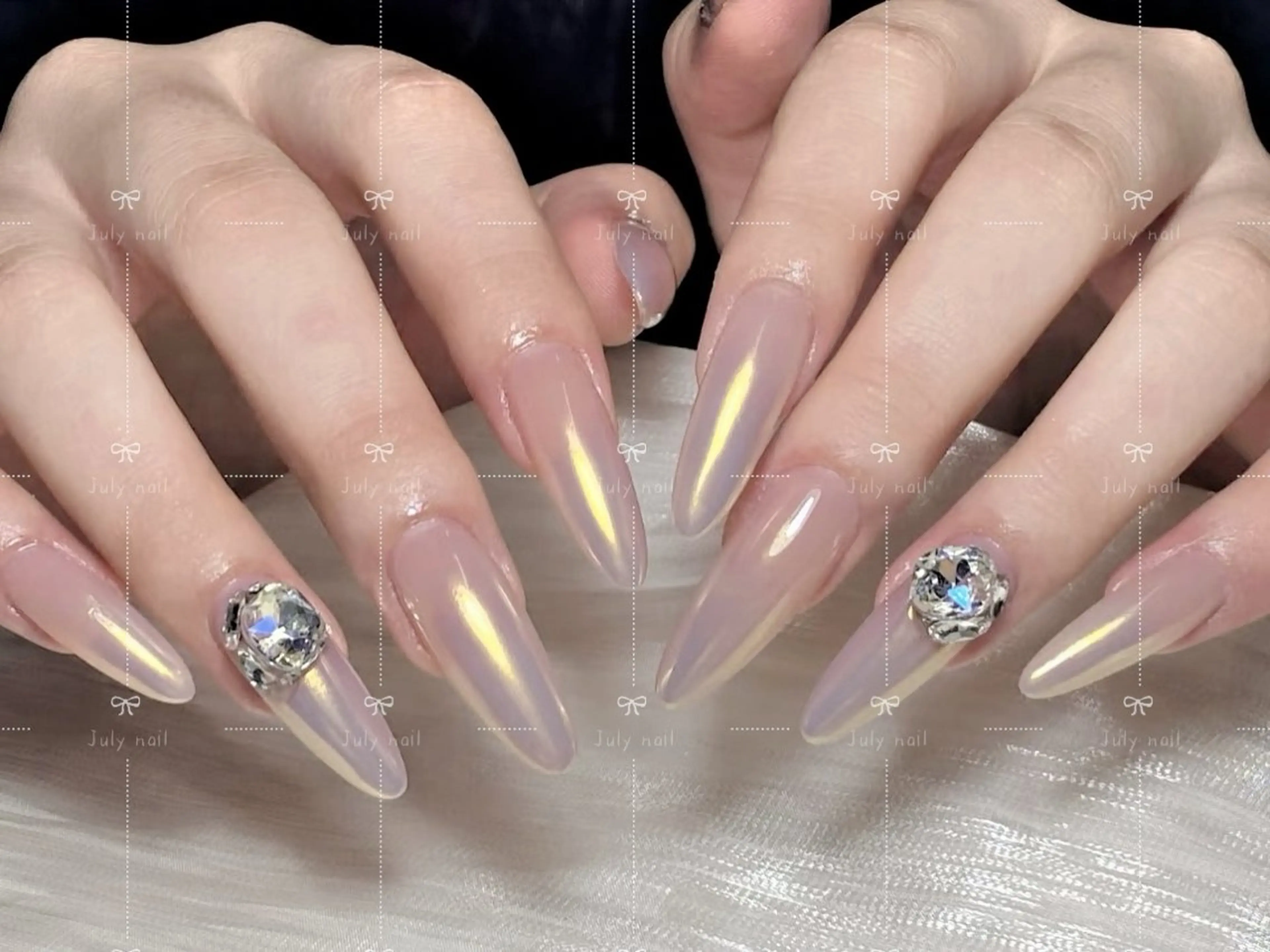 ネイル アートネイル カジュアル クリアネイル 長さ出し フラッシュネイル ハンドネイル July.nail ジュライ　ネイルのネイルデザイン
