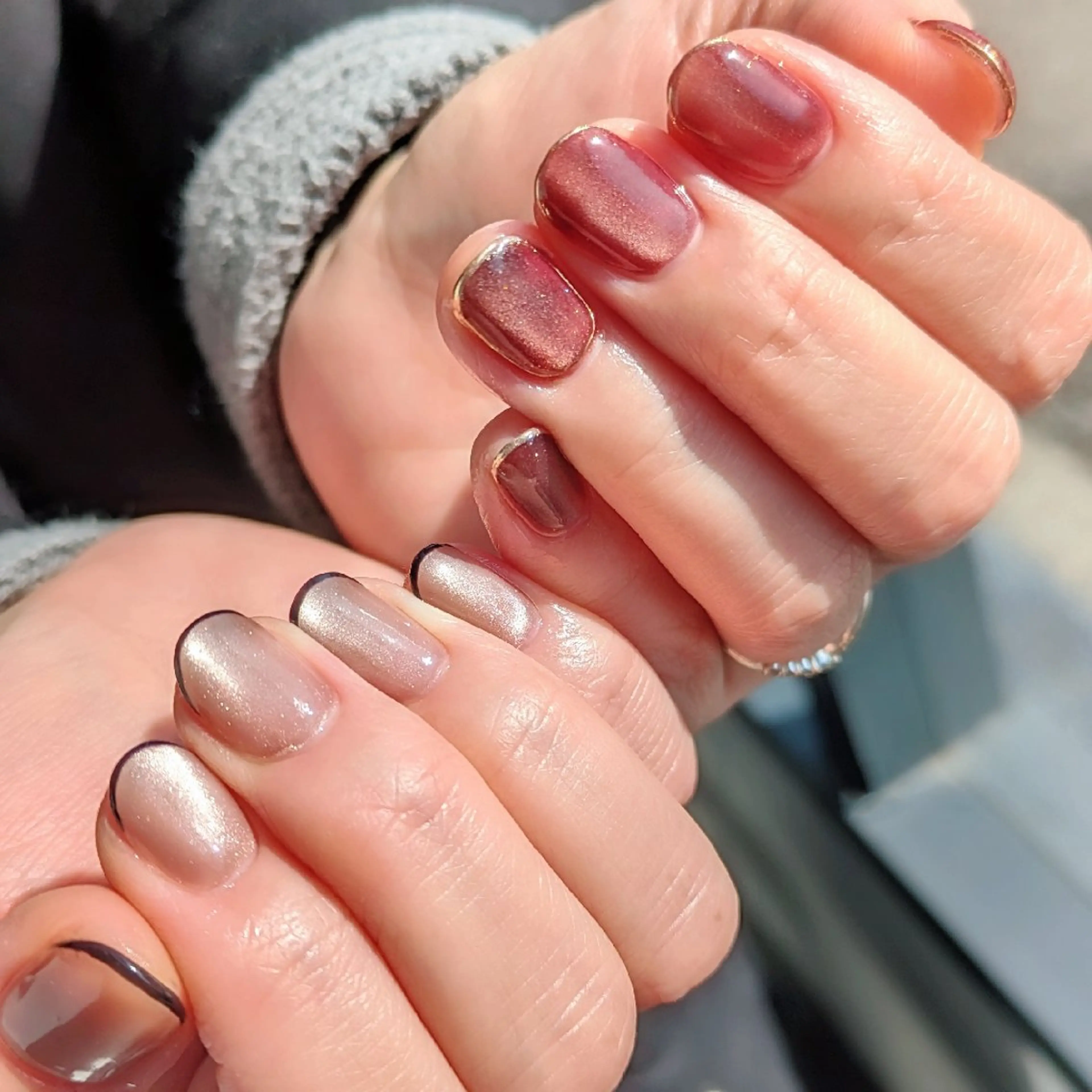 ネイル フレンチネイル ゴールド マグネットネイル ミラーネイル ハンドネイル jolie  ISIHARAのネイルデザイン