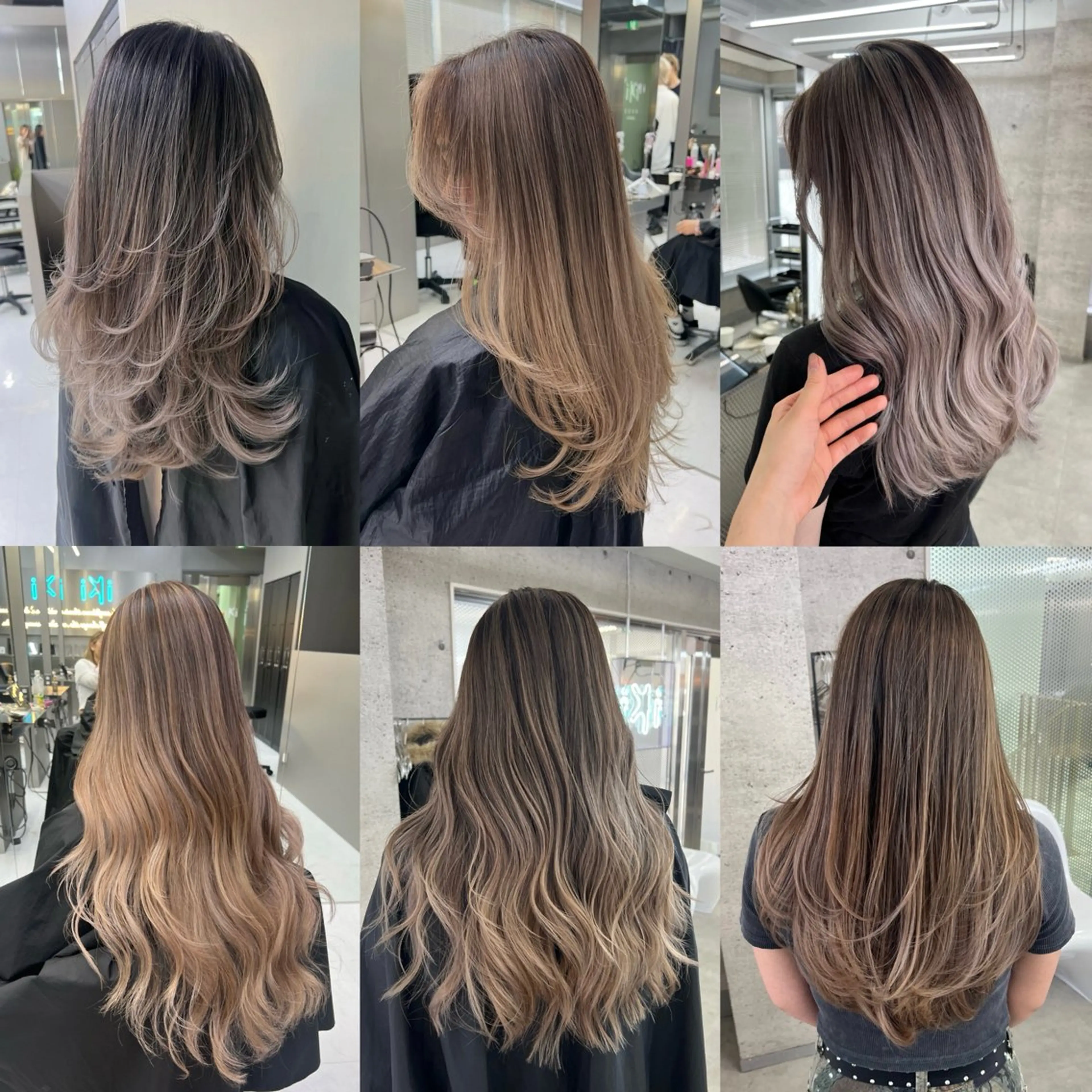 ロング レイヤーカット カット ヘアカラー アンナ🦋海外ヘア バレイヤージュのヘアスタイル