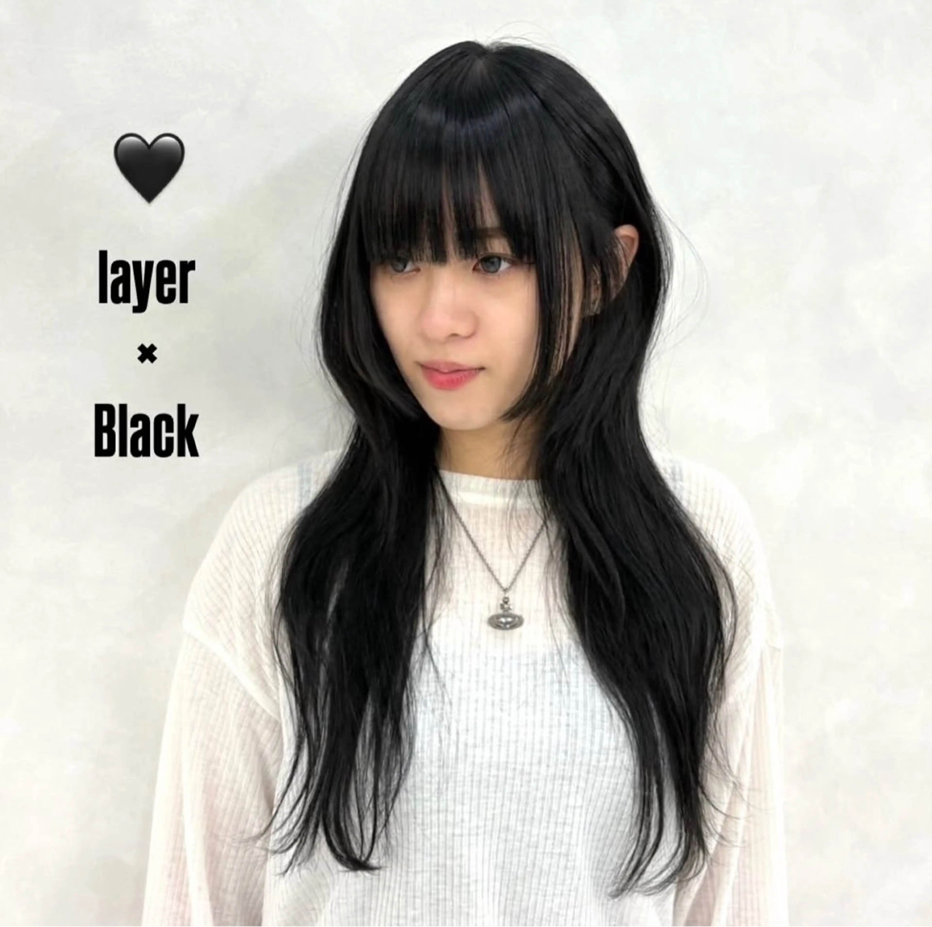 ロング ハッシュカット 姫カット 韓国風ヘア カット ヘアカラー トリートメント アイナ🤍レイヤー カット/透明感ヘアのヘアスタイル