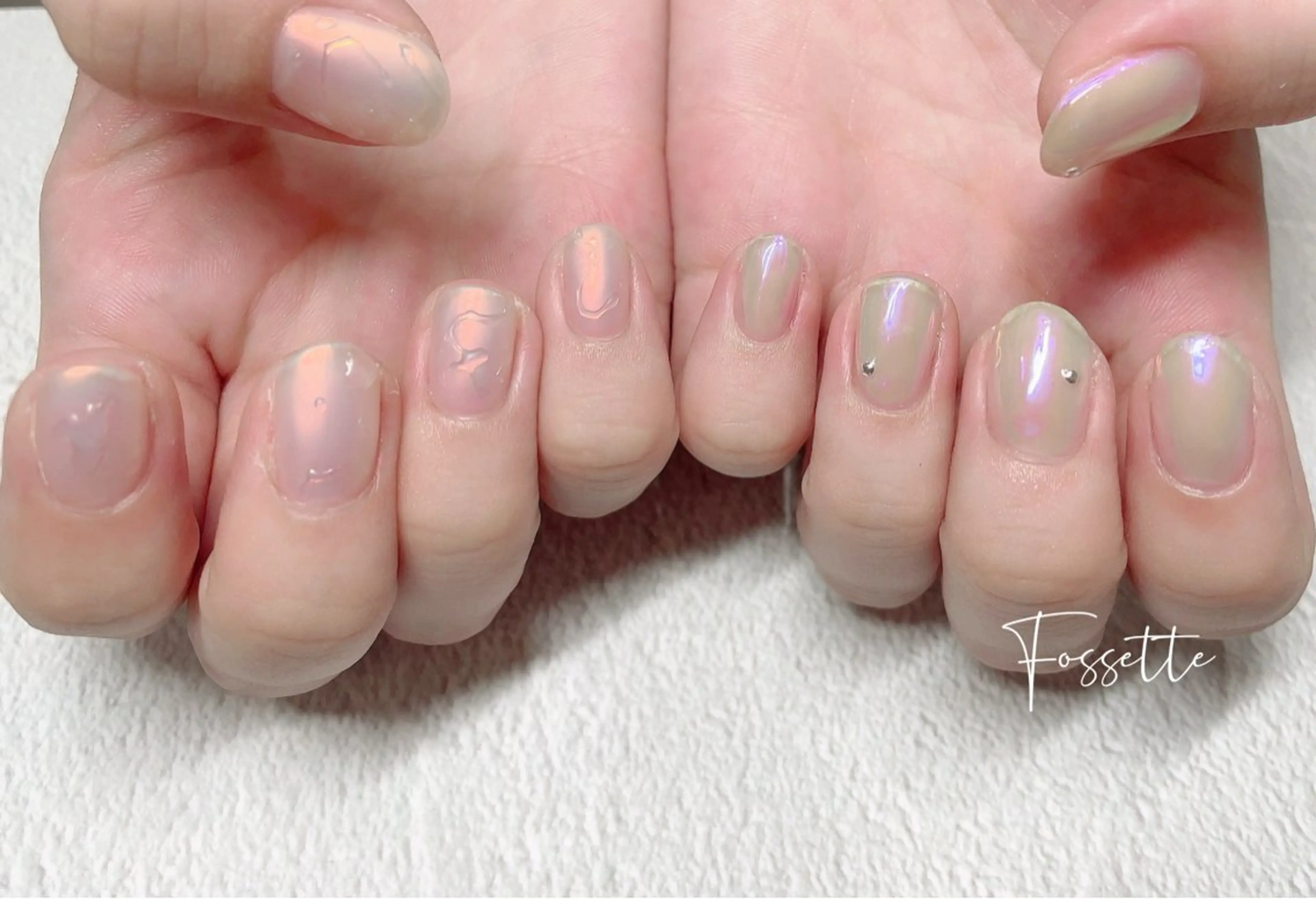 ネイル オーロラネイル クリアネイル マットネイル ニュアンスネイル ぷっくりネイル nailsalon Fossetteのネイルデザイン