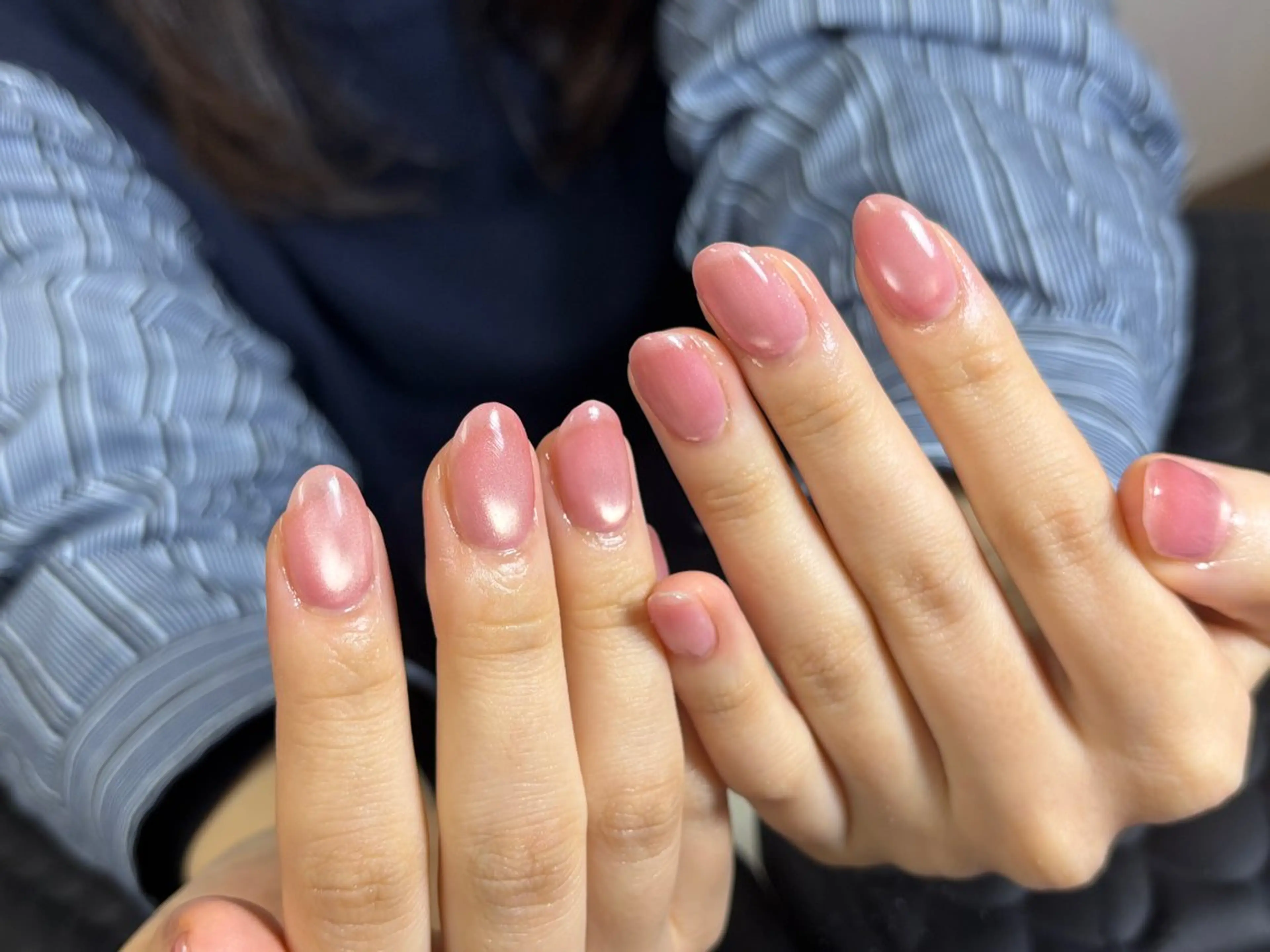 ネイル ブラウン チークネイル 桜ネイル 長さ出し フットネイル ハンドネイル XIINH NAIL SALONのネイルデザイン