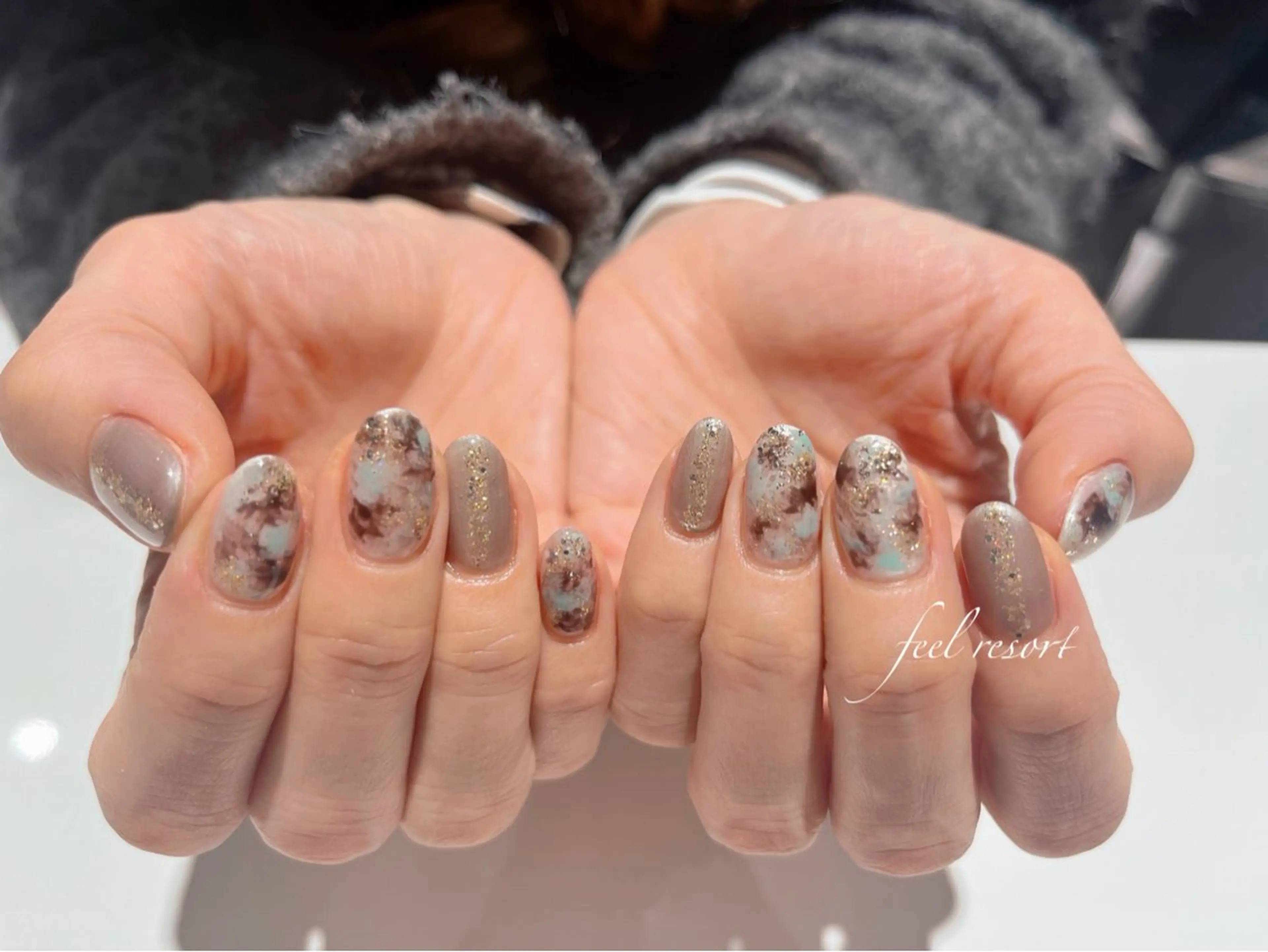 ネイル ブルー 長さ出し フットネイル フレンチネイル ジェルネイル ハンドネイル Lien（リアン） 銀座駅6分のネイルデザイン