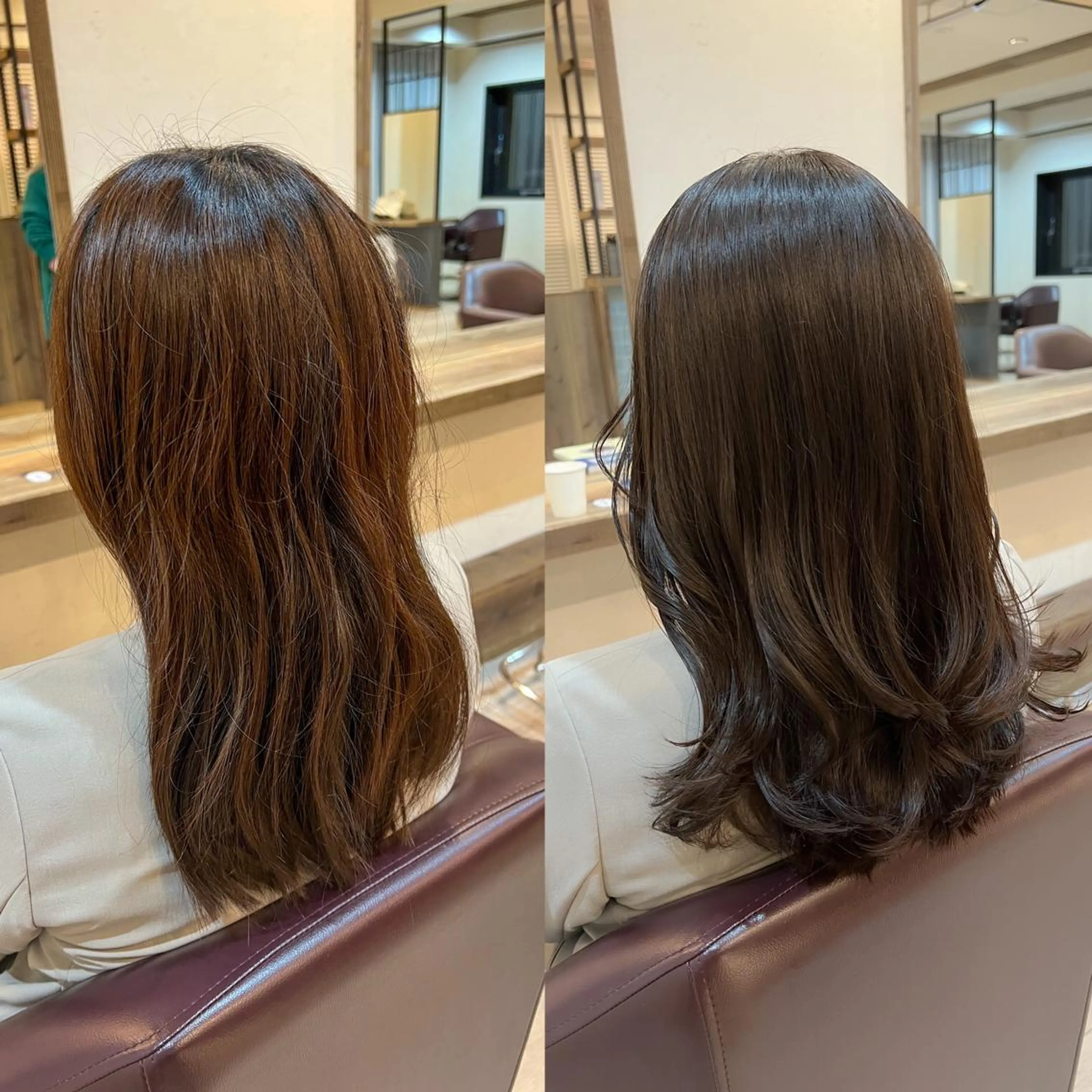 ロング カラー ベージュカラー オリーブベージュ ヘアカラー トリートメント 工藤 梨花のヘアスタイル