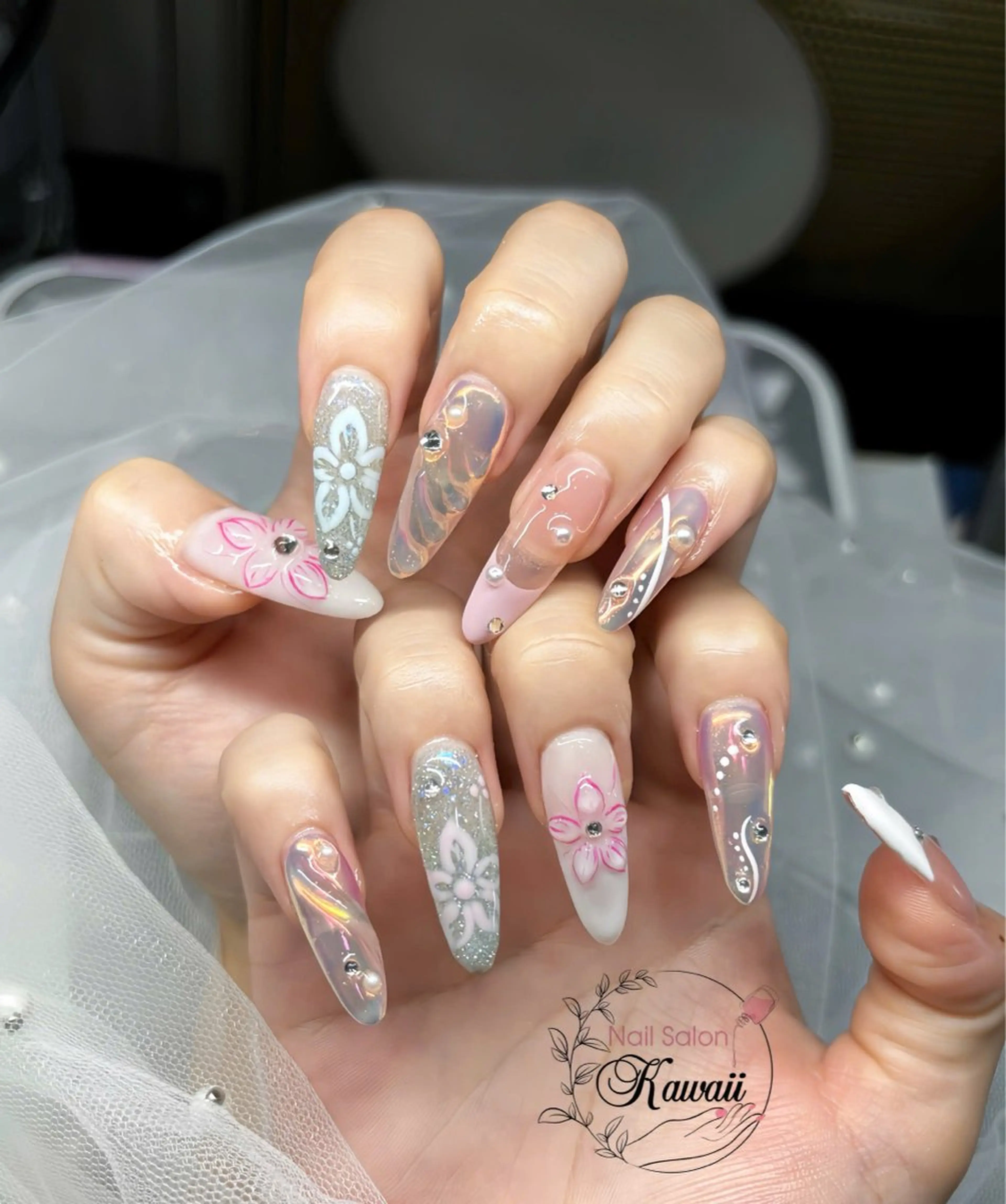 ネイル アートネイル 長さ出し フットネイル フレンチネイル ジェルネイル Kawaii Nail Salon所属・YURI NAIL NARITAのネイルデザイン