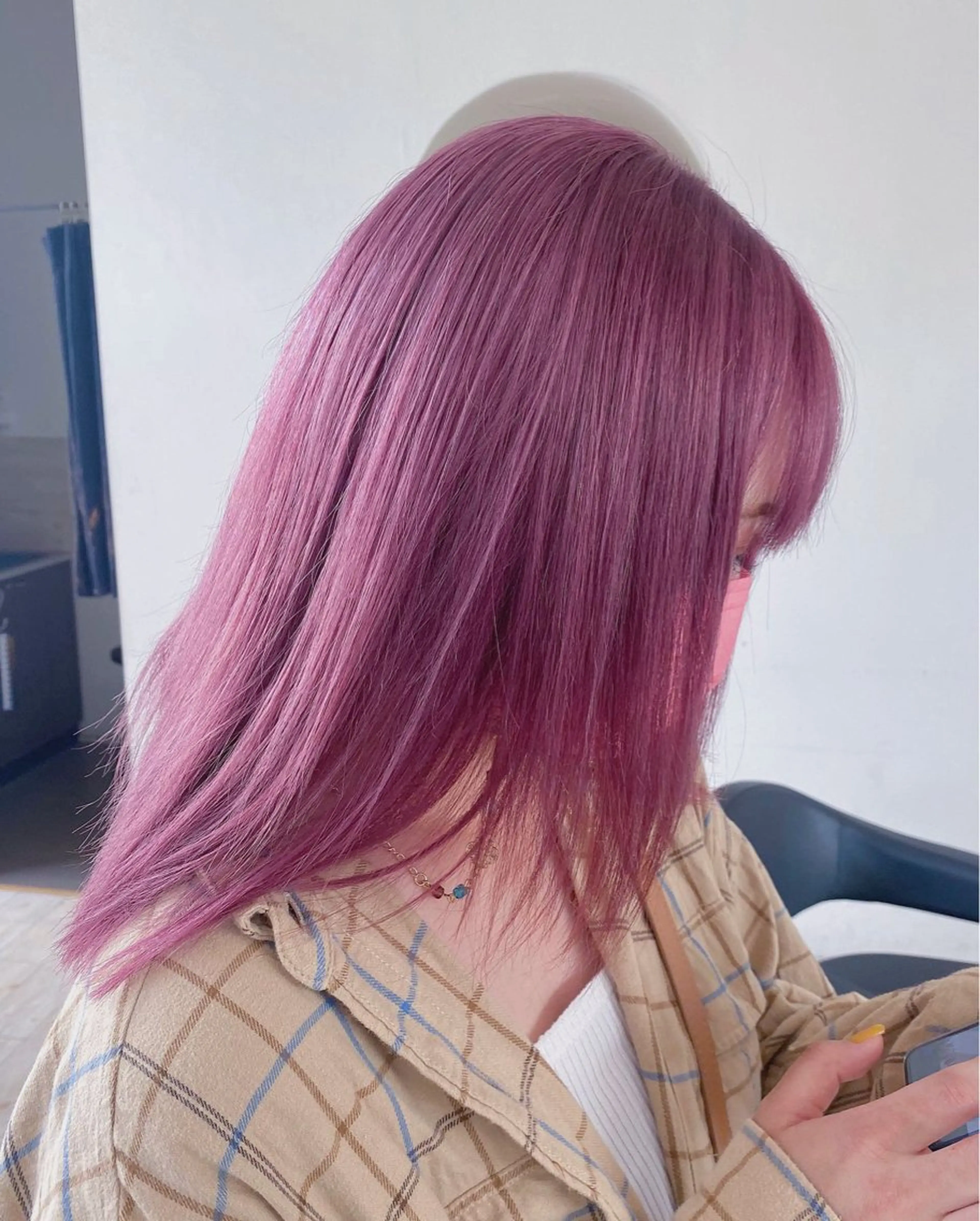 ミディアム カラー ラベンダーカラー ラベンダーピンク ピンクカラー ヘアカラー トリートメント 鈴木/ミルクティー/ ブリーチ/ボブ/のヘアスタイル