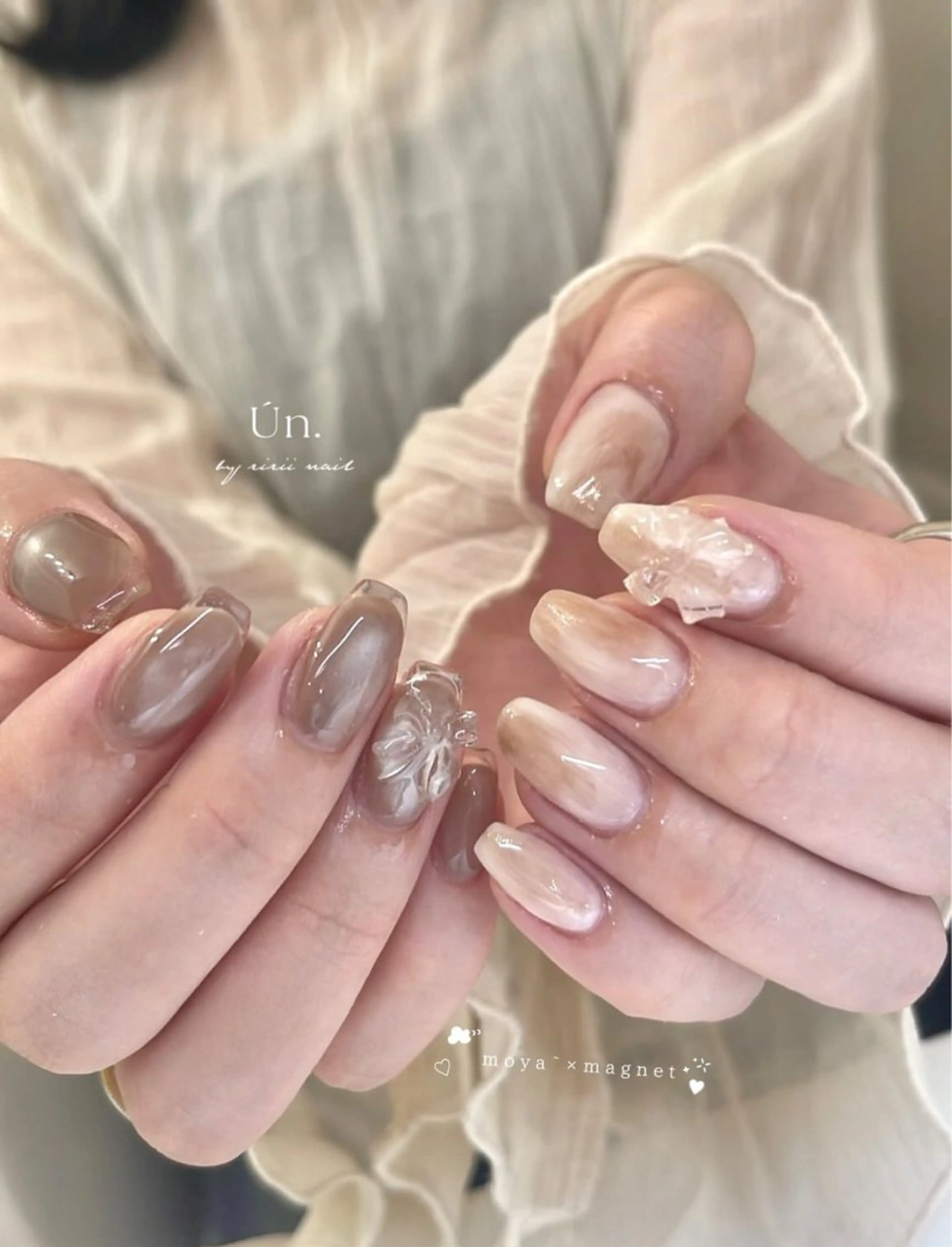 ネイル ジェルネイル 持ち込み ニュアンスネイル パラジェル ワンホンネイル Ún. nail salon所属・Ún nail salonのネイルデザイン