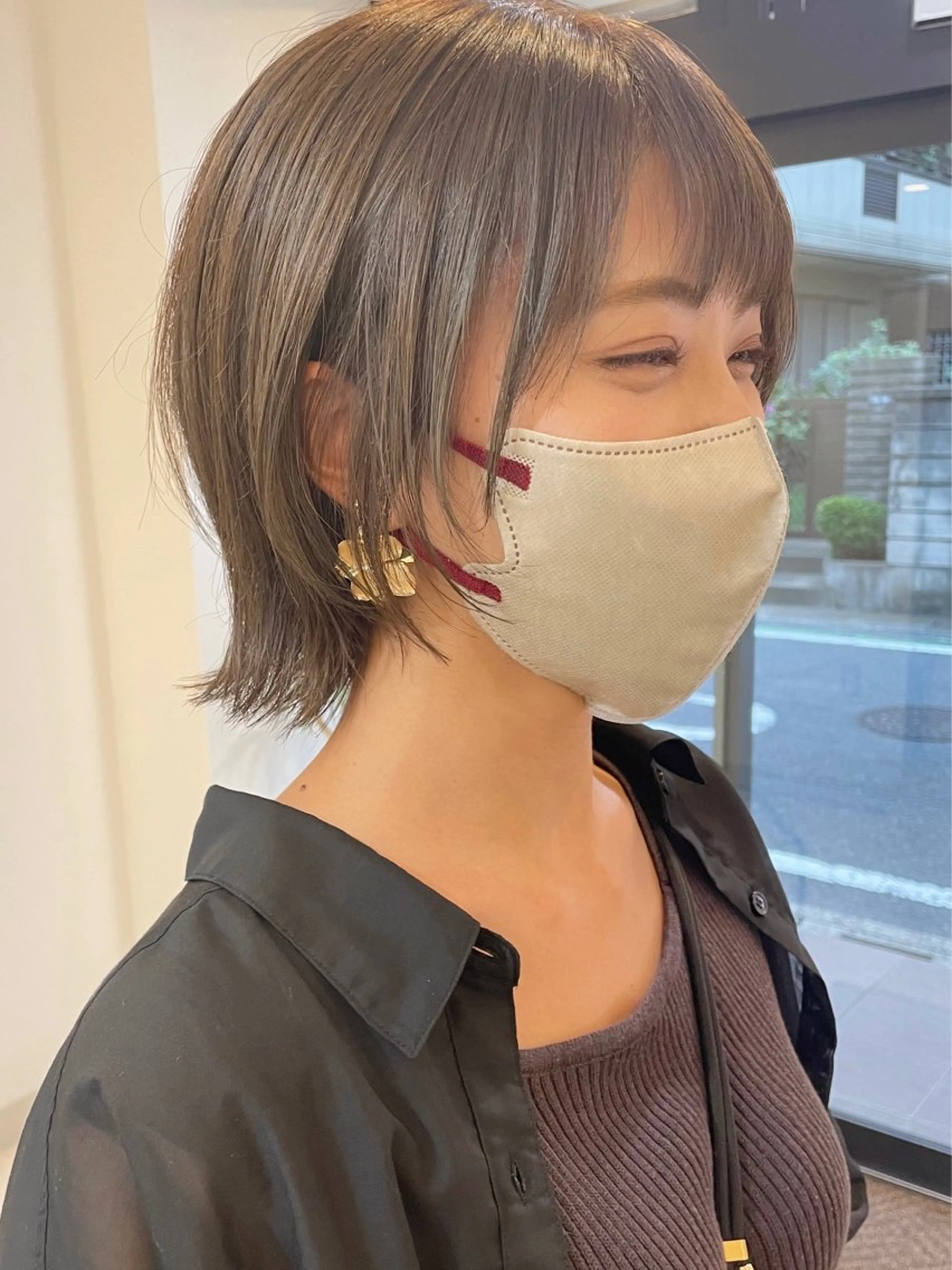 ミディアム アッシュ ボブ レイヤーカット ウルフカット ウルフレイヤー カット ヘアカラー 【ボブ/個室サロン】 癒し空間mimuraのヘアスタイル