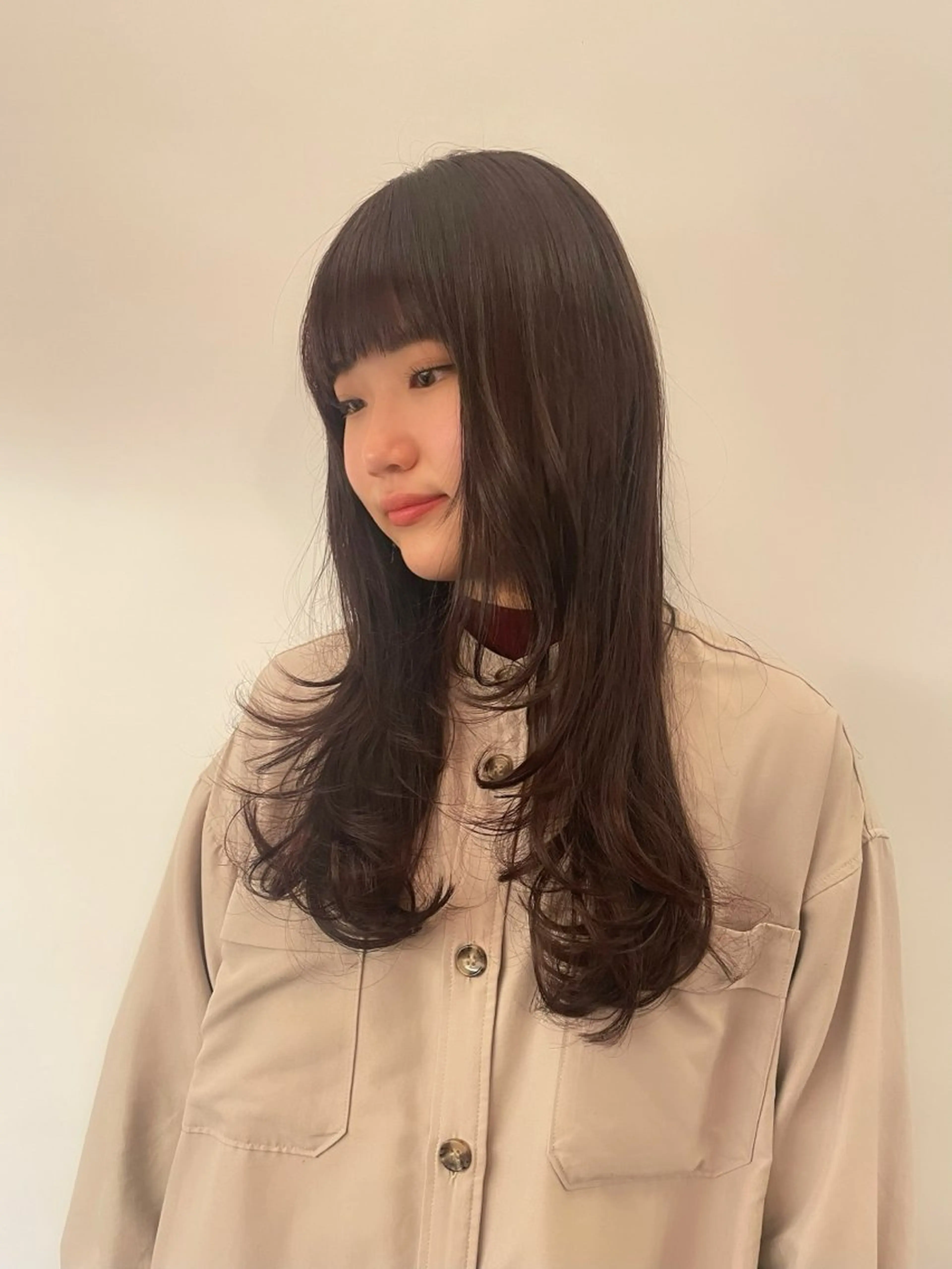 ロング カラー ブラウンカラー ピンクカラー ピンクブラウン ハイレイヤー レイヤーカット 韓国ナチュラル・ ベージュ/落合夏希のヘアスタイル