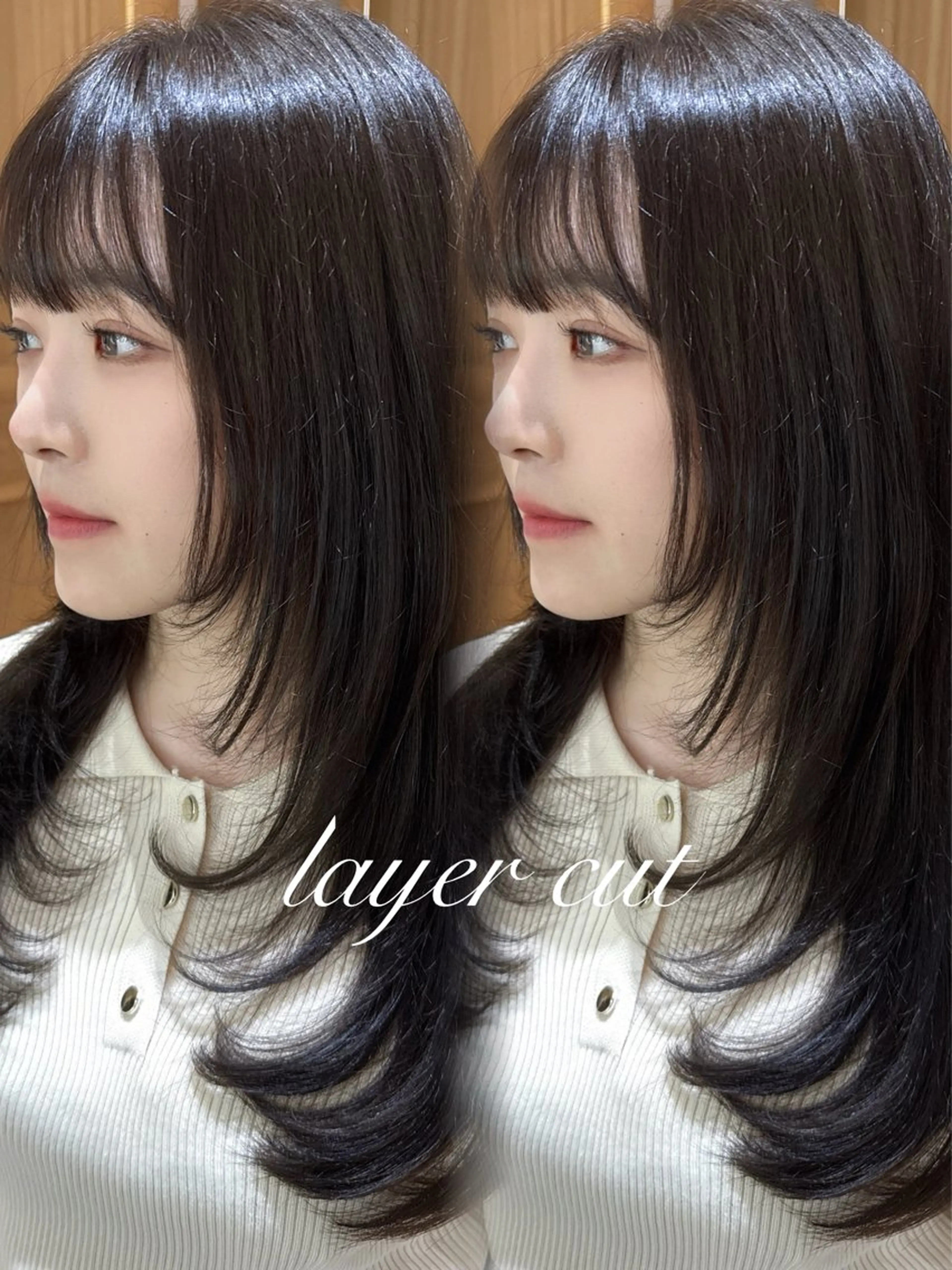 ロング カラー レイヤーカット❤︎ 韓国ヘア❤︎YUKAのヘアスタイル