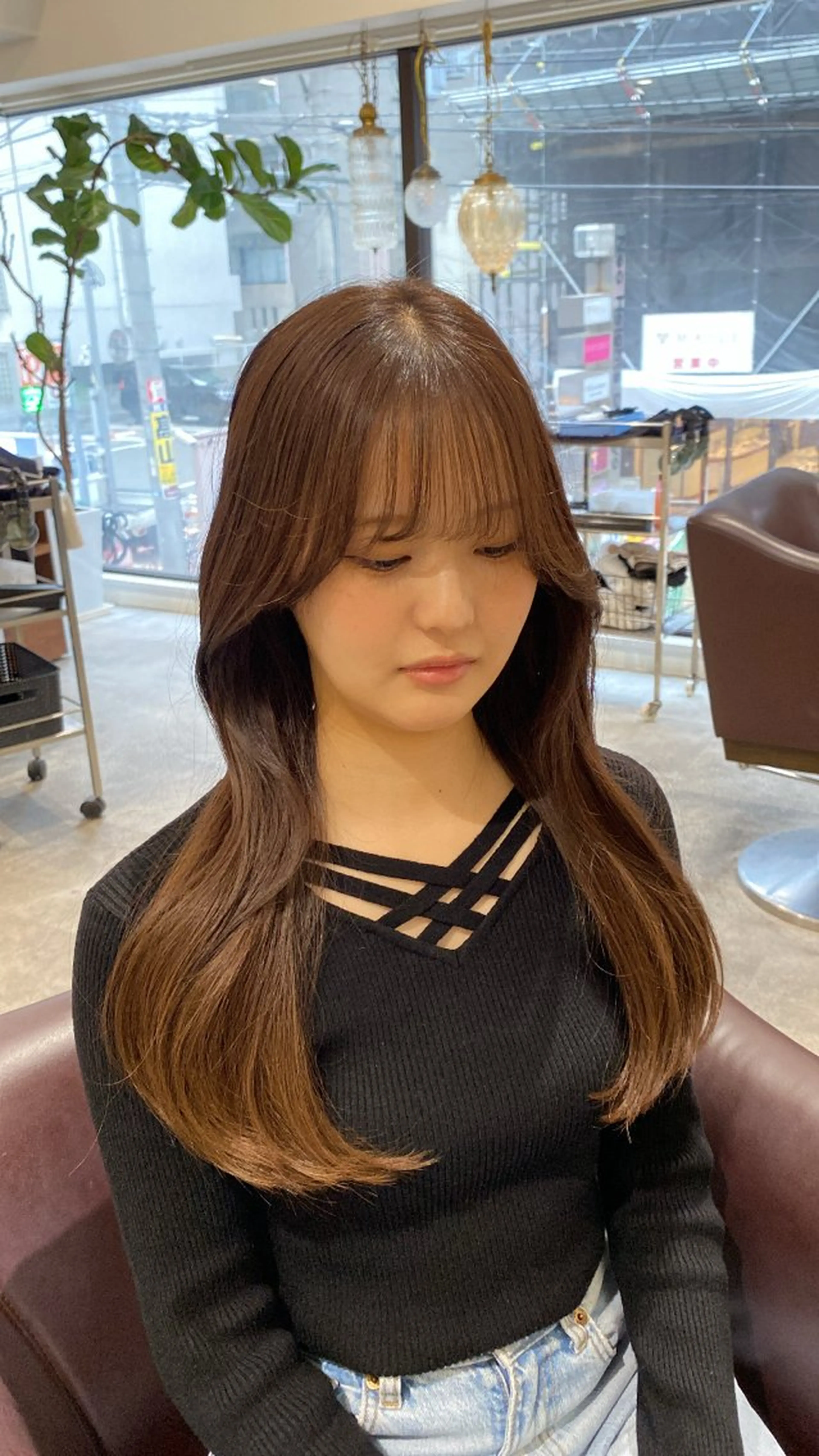 ロング カット ゅぃ /韓国風/顔周りのヘアスタイル