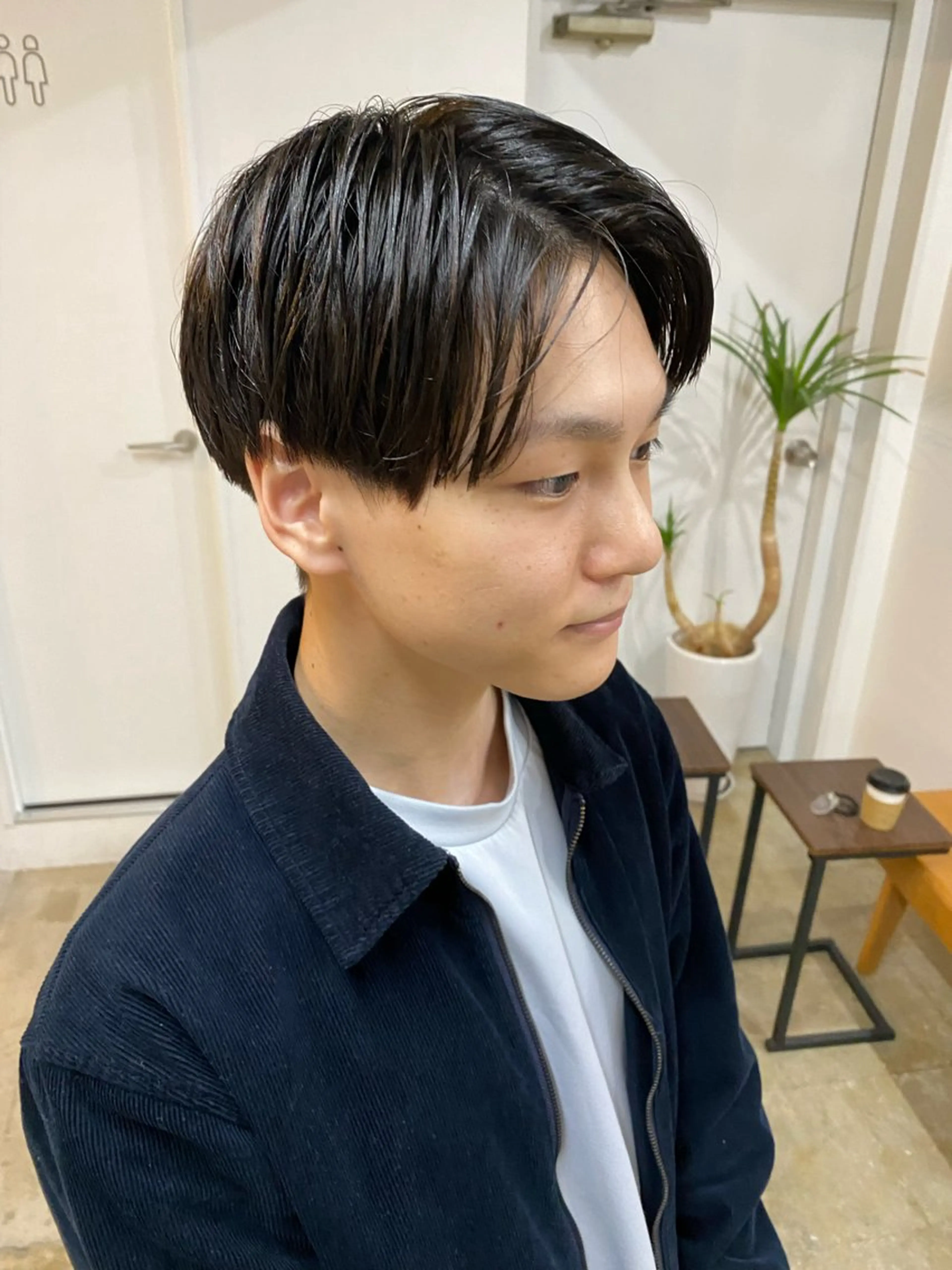 メンズ センターパート カット シミズ アスカのヘアスタイル