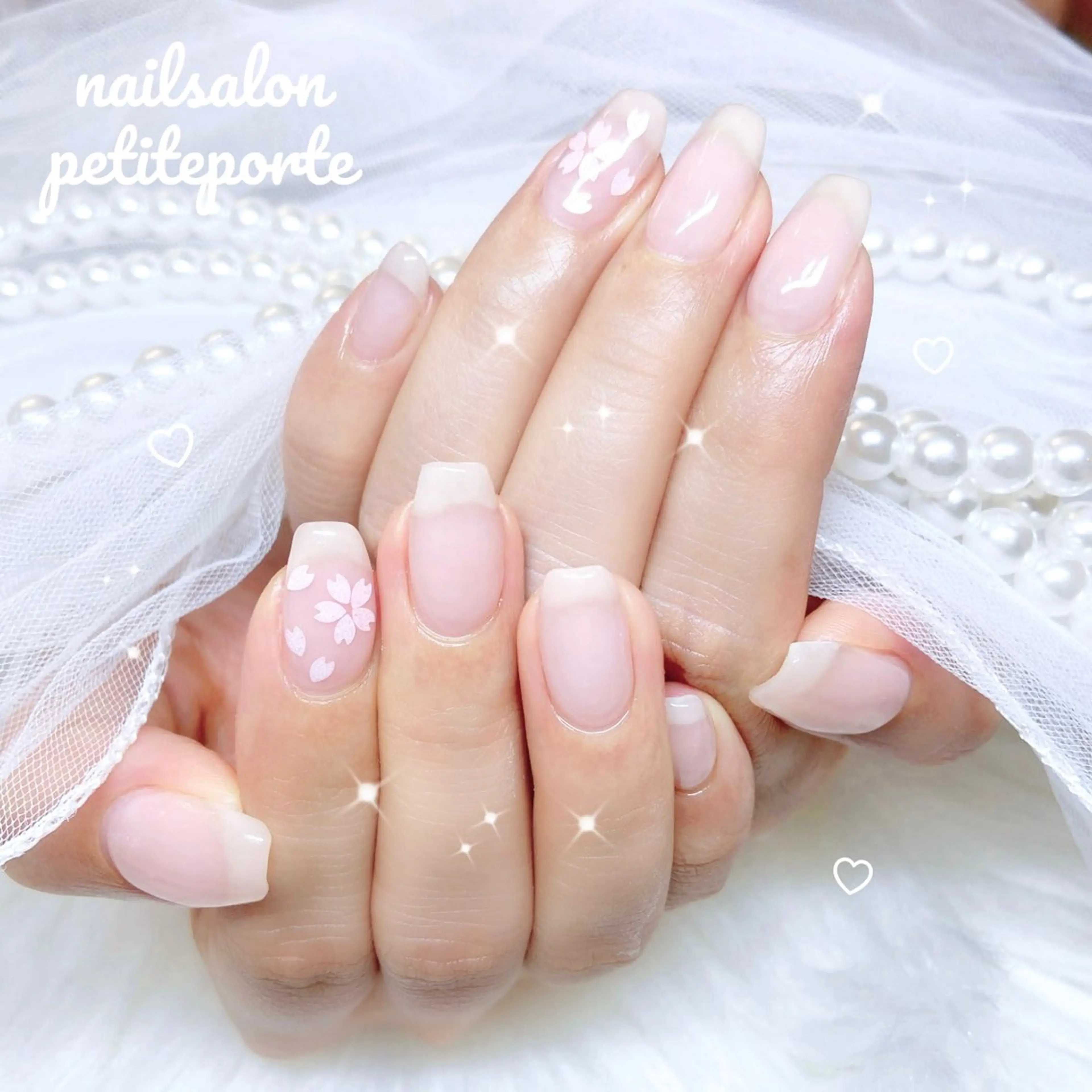 ネイル 桜ネイル オフィスネイル ピンク ブライダルネイル ハンドネイル petite porteのネイルデザイン