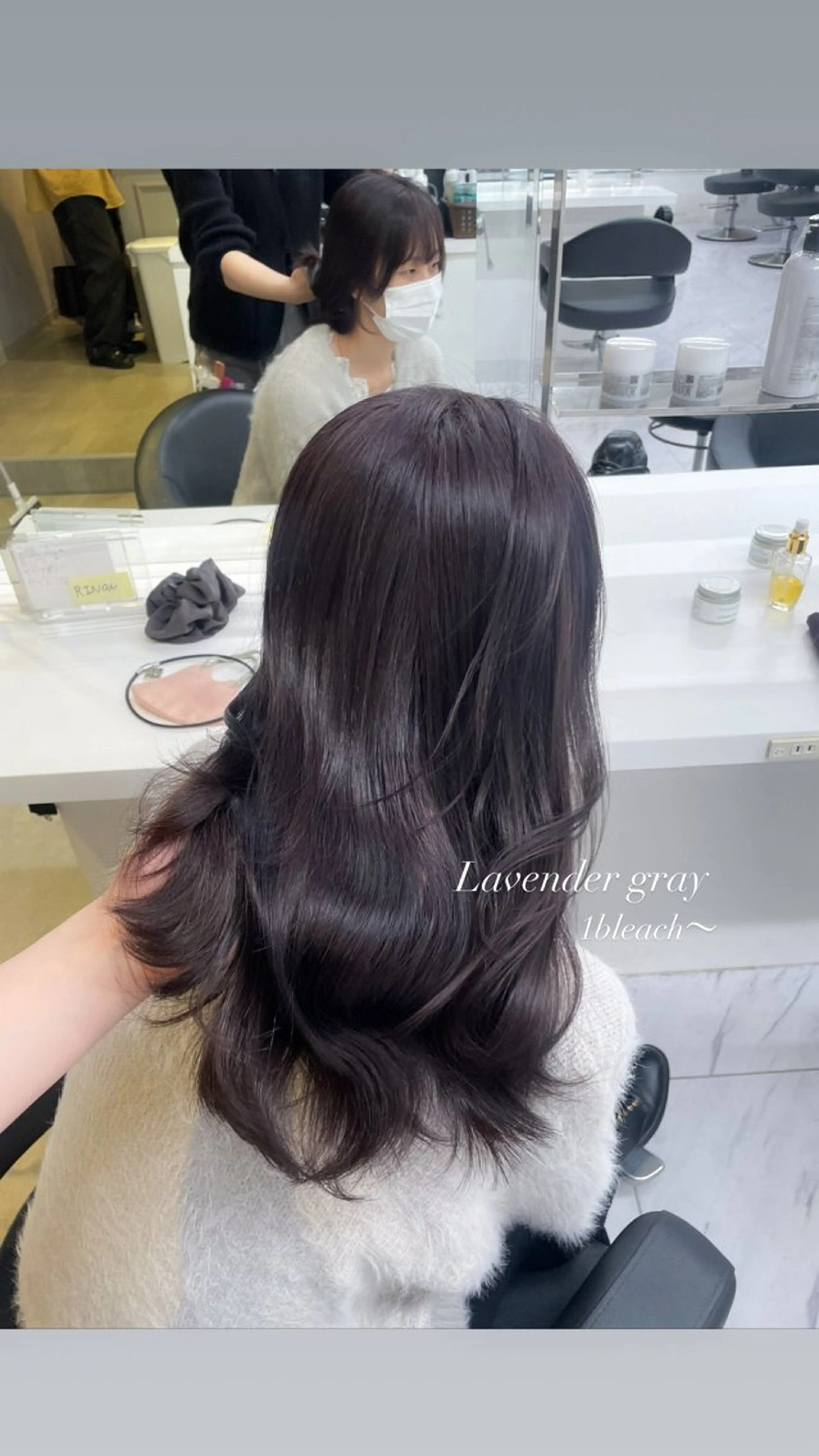 ロング カラー ブリーチ ケアブリーチ ラベンダーカラー ラベンダーグレー ヘアカラー トリートメント ヘッドスパ 表参道ハッシュカット レイヤー/リノンのヘアスタイル