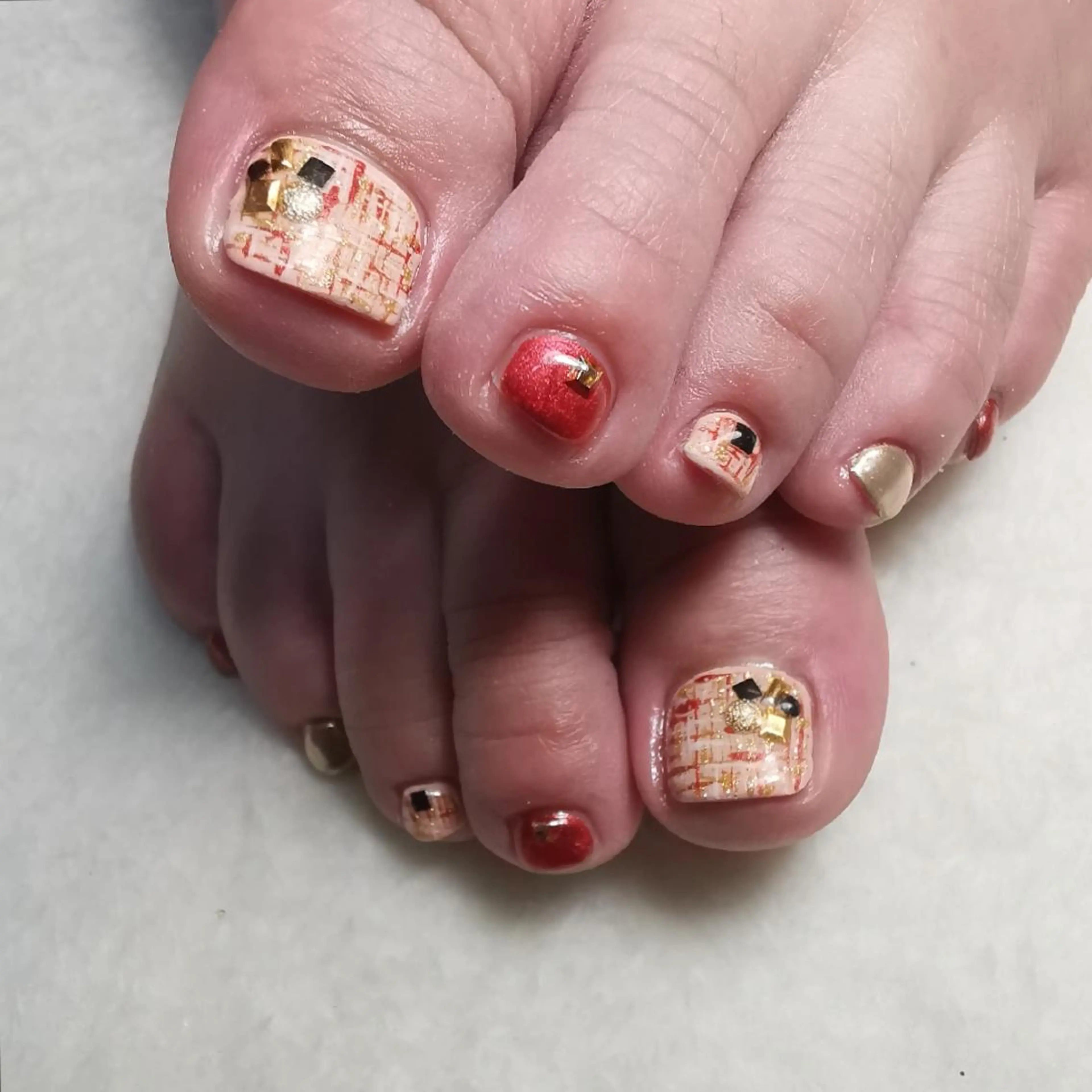 ネイル ツイードネイル フットネイル reve あやののネイルデザイン