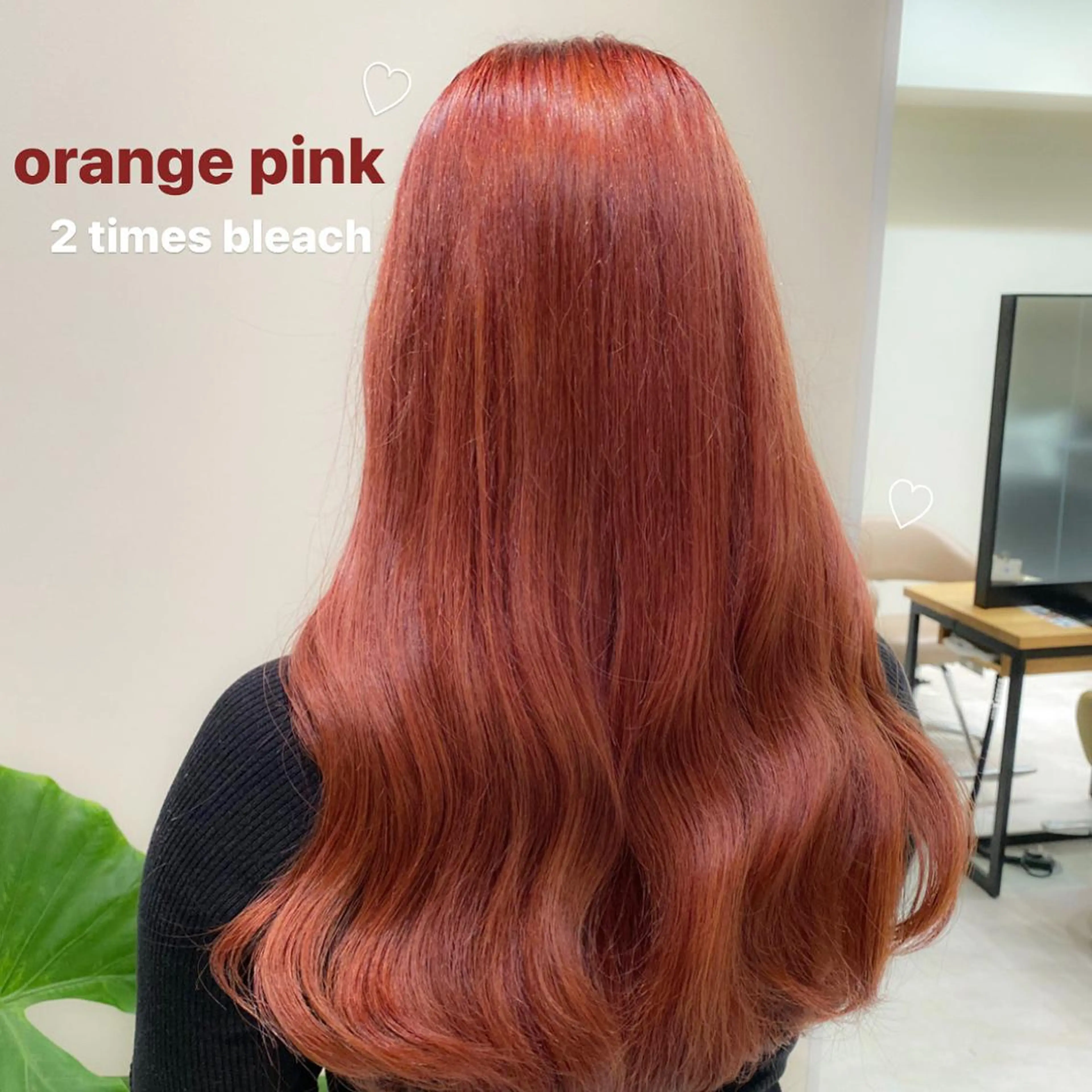 セミロング カラー オレンジ オレンジピンク ピンクカラー ブリーチなしWカラー 🎀韓国ヘア/amiのヘアスタイル