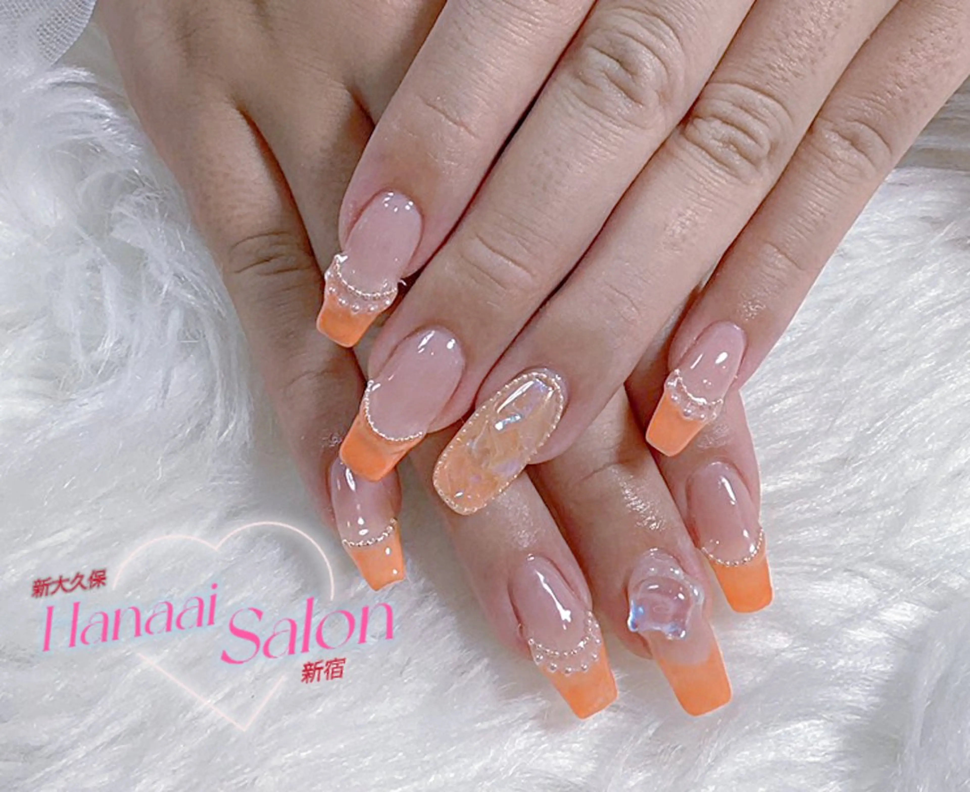 セミロング ハンドネイル Hanaai Salon新大久保店のネイルデザイン