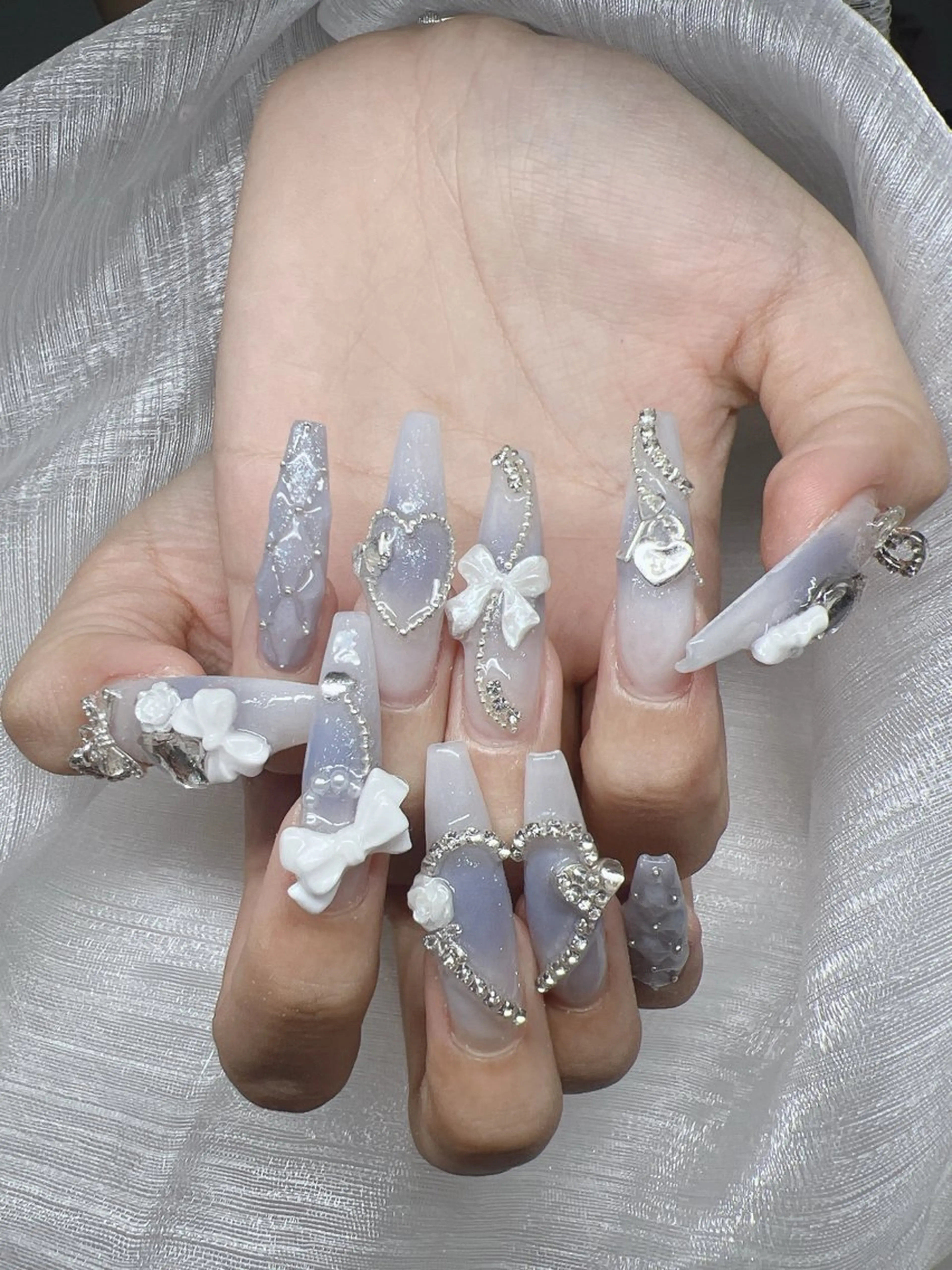 ネイル 長さ出し グラデーション キラキラネイル マグネットネイル ニュアンスネイル Lee Nails チップ長さだし専門店のネイルデザイン