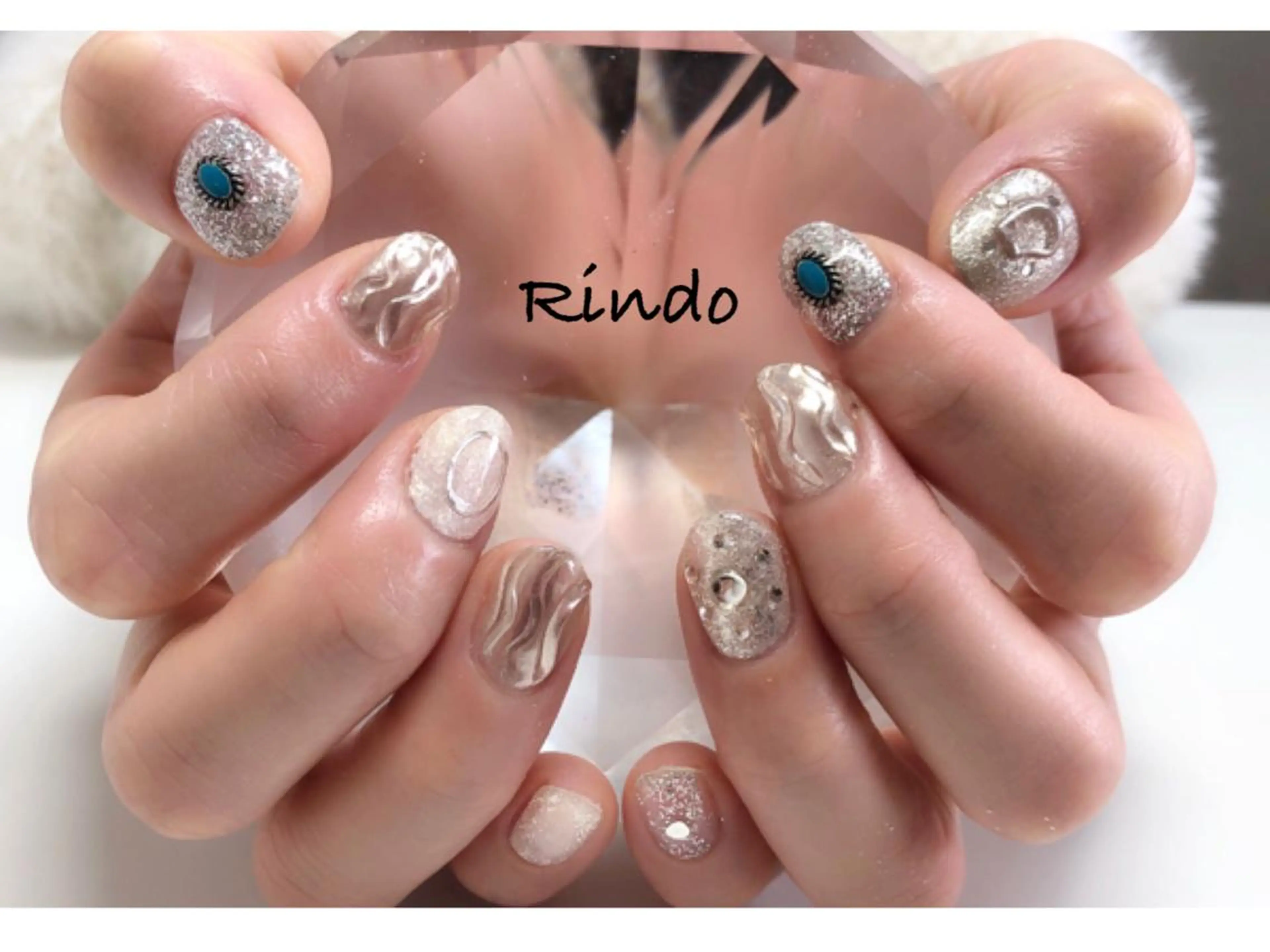 ネイル ミラーネイル シルバー ハンドネイル Rindo.ネイル ♡耳つぼジュエリーのその他イメージ