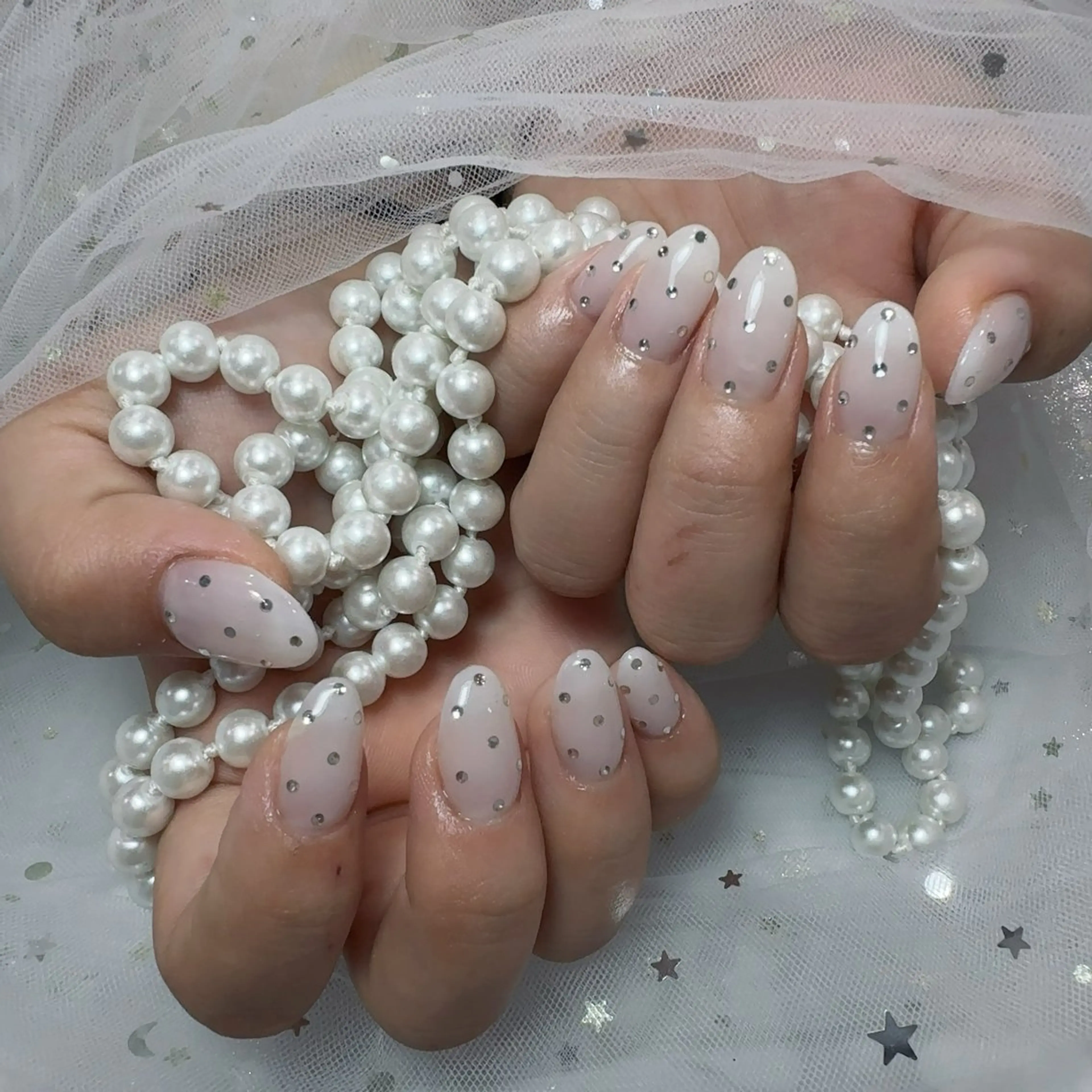 ネイル アートネイル フラッシュネイル フレンチネイル ジェルネイル ガラスフレンチ You&Me Yukiのネイルデザイン