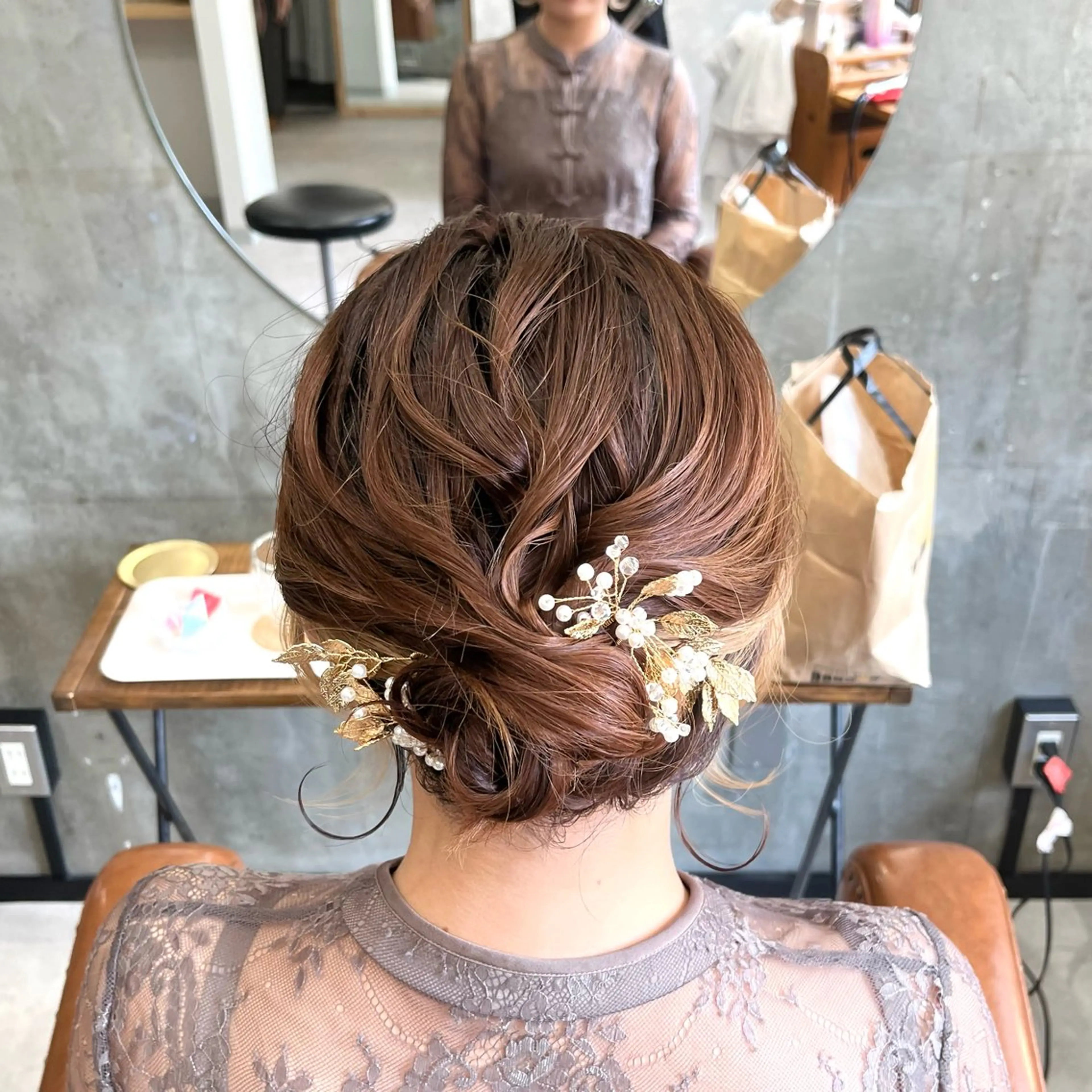 ヘアアレンジ 結婚式・ブライダル ボブ Noele hair atelier(ノエルヘアアトリエ)所属・北上ゆい/個性派/ ナチュラルアレンジのヘアスタイル