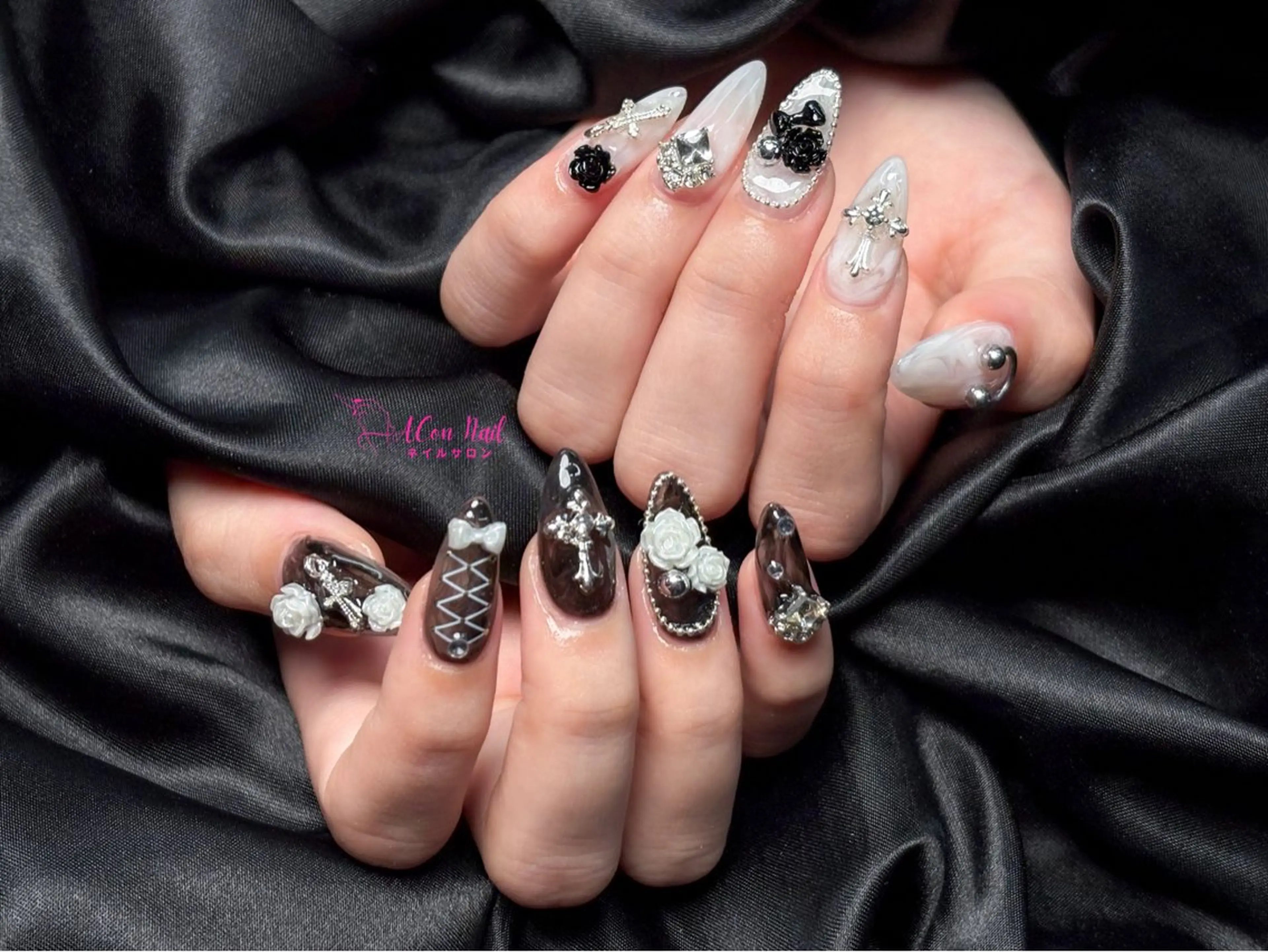 ネイル 桜ネイル 長さ出し フラワーネイル フレンチネイル ジェルネイル ハンドネイル AConNailSalon所属・ACon NailSalonのネイルデザイン