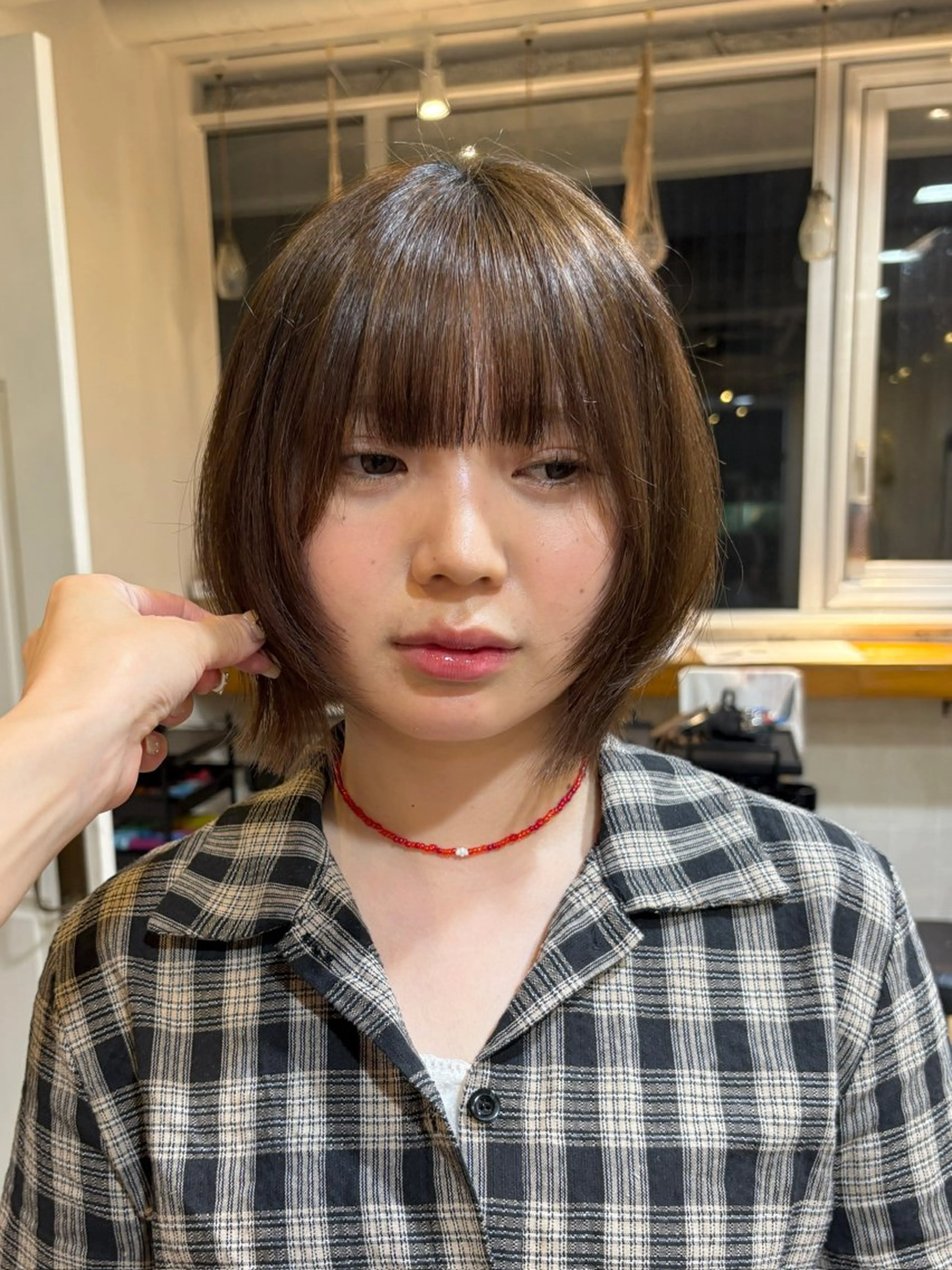 ミディアム カラー ボブレイヤー ボブ レイヤーカット カット ヘアカラー トリートメント RIN／韓国ヘア レイヤーカットのヘアスタイル