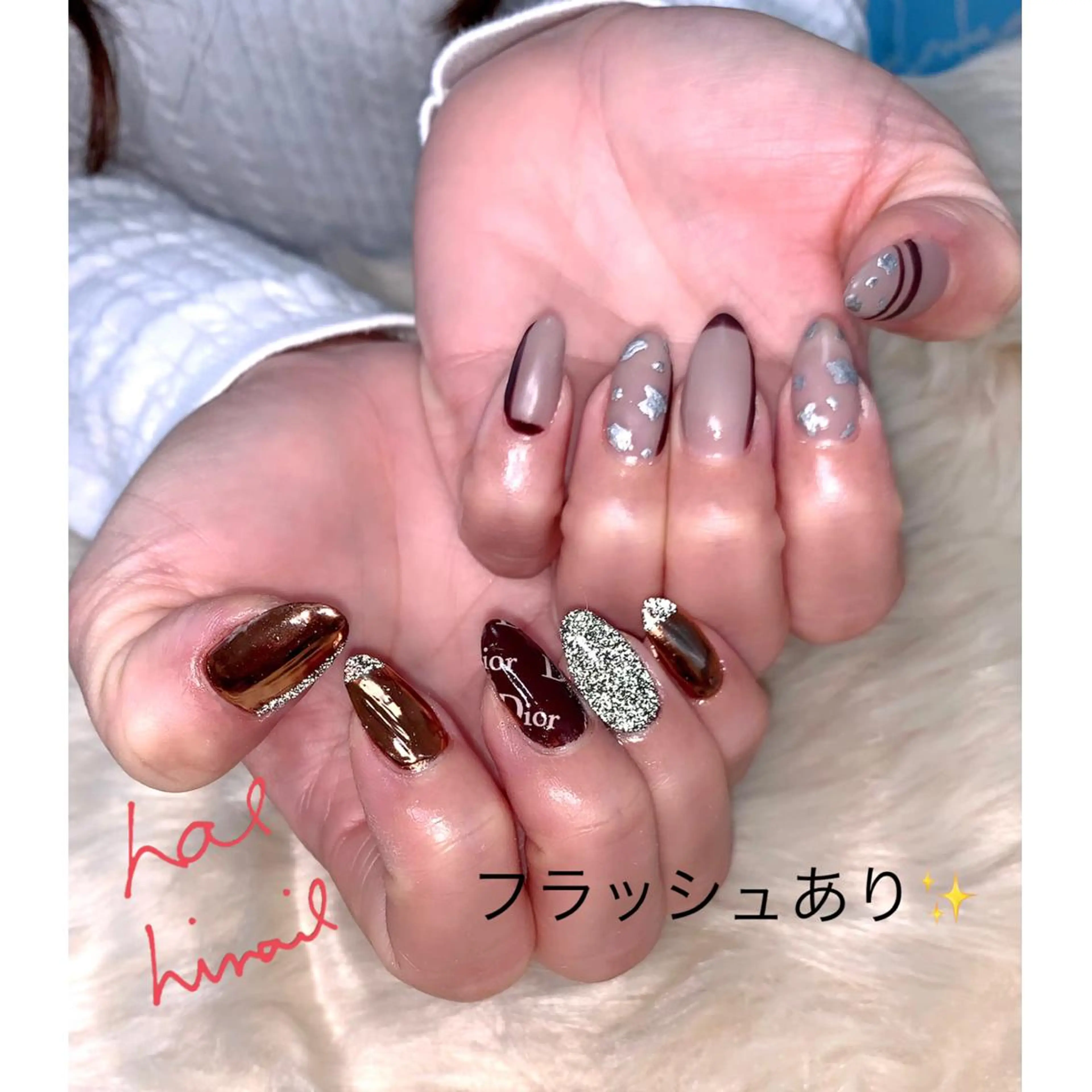 ネイル フラッシュネイル ミラーネイル ニュアンスネイル はるひな ねいるのネイルデザイン