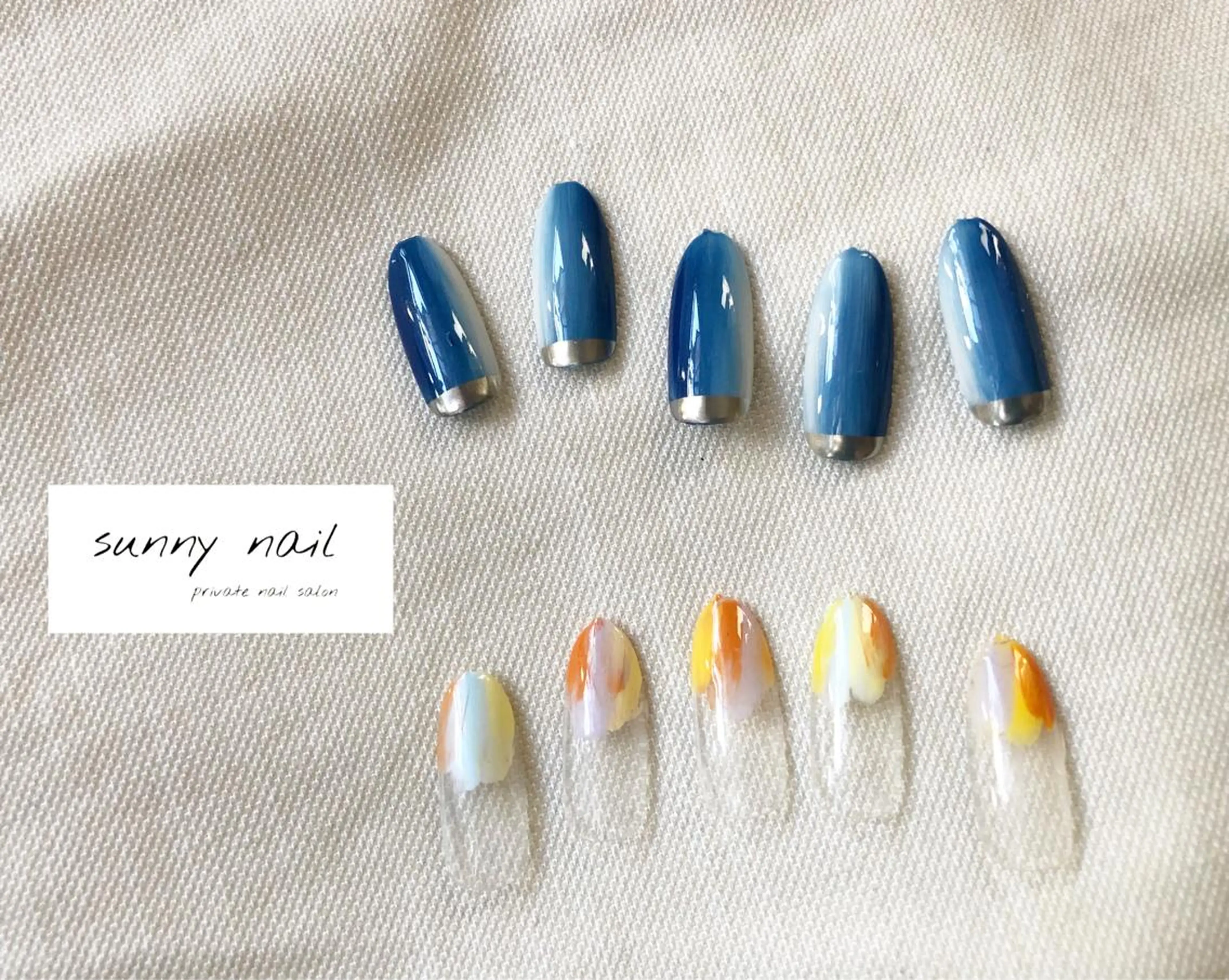 ネイル アートネイル ブルー ジェルネイル ミラーネイル ネイビー sunny nailのネイルデザイン