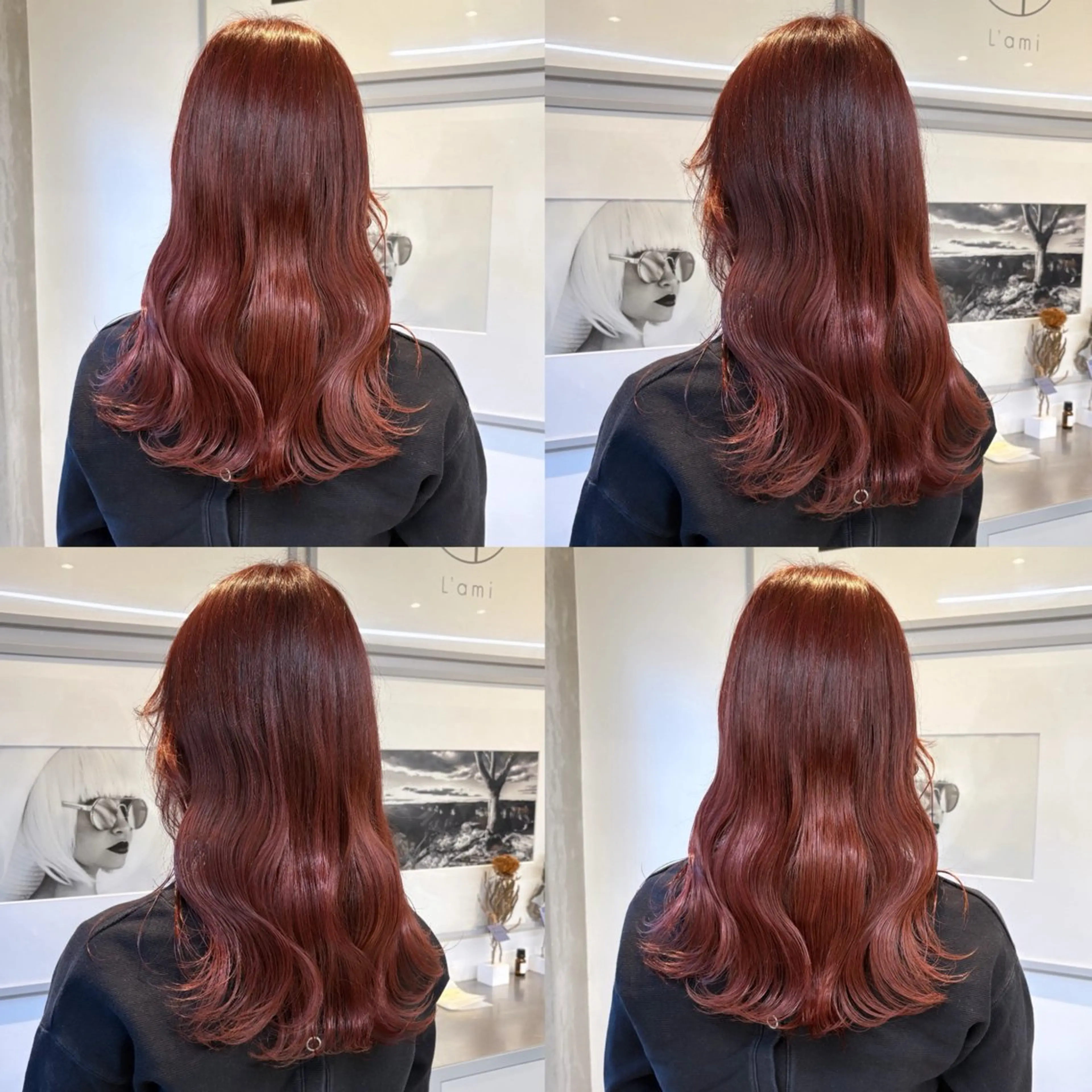 セミロング カラー ブラウンカラー カシス ラベンダーカラー ピンクカラー ピンクブラウン カット ヘアカラー トリートメント ヘッドスパ ヘアセット カジュアルを女っぽく 𝗮𝘆𝗮𝗰𝗼のヘアスタイル