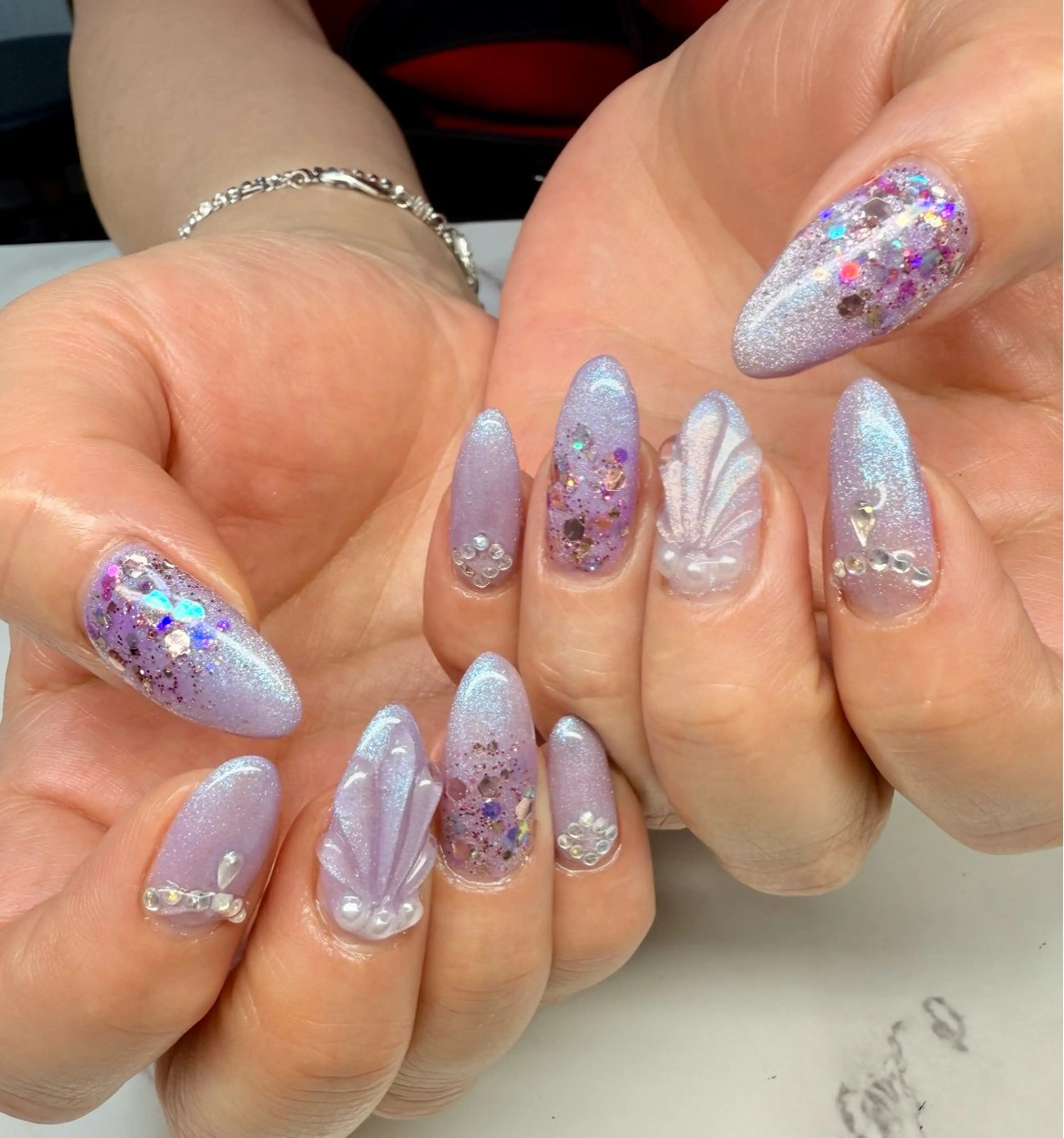ネイル アートネイル チークネイル フレンチネイル 氷ネイル・うるうるネイル キラキラネイル M.N_ nailのネイルデザイン