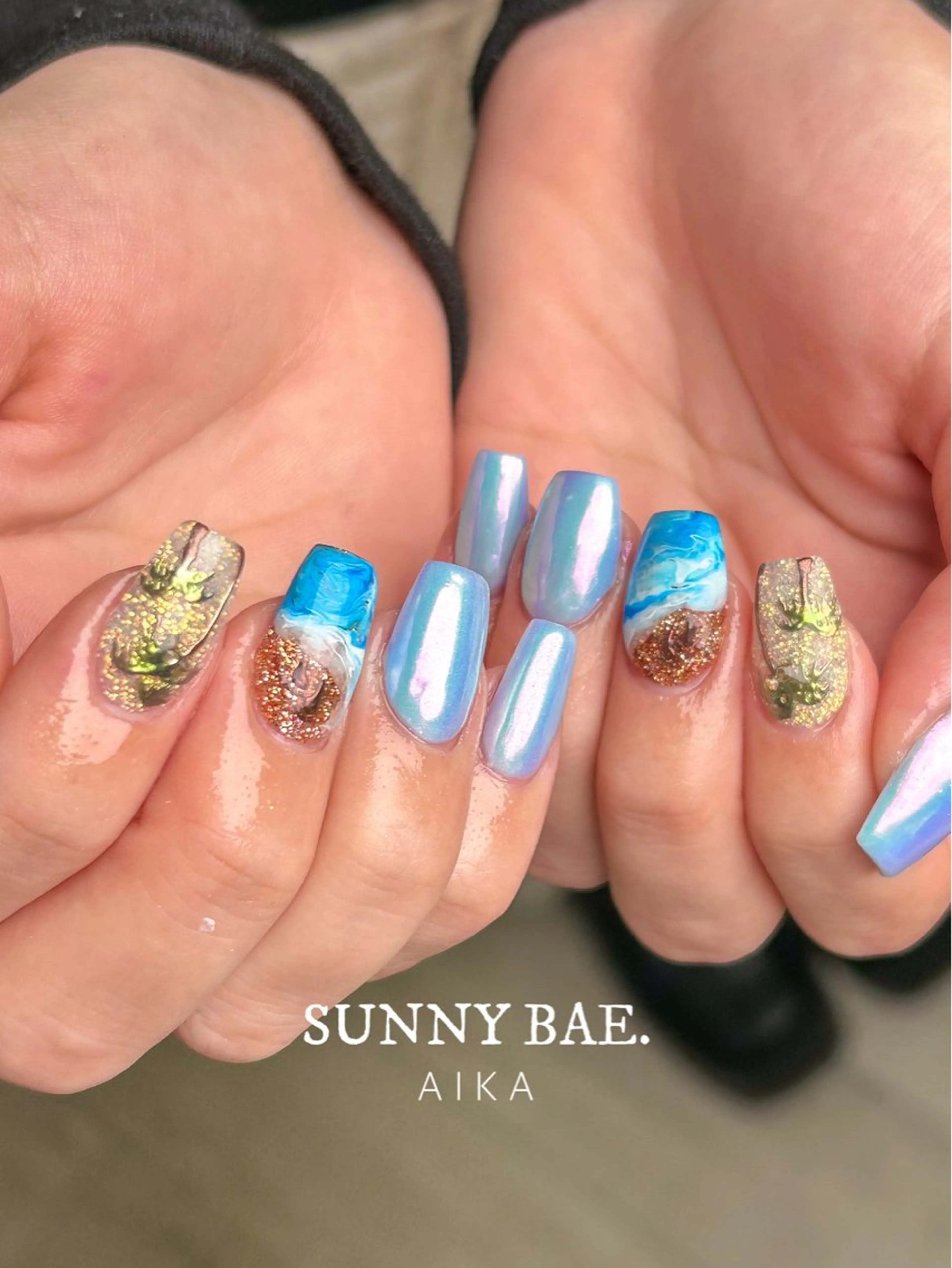 ネイル アートネイル ロングネイル スカルプネイル 夏ネイル Made By AIKAのネイルデザイン