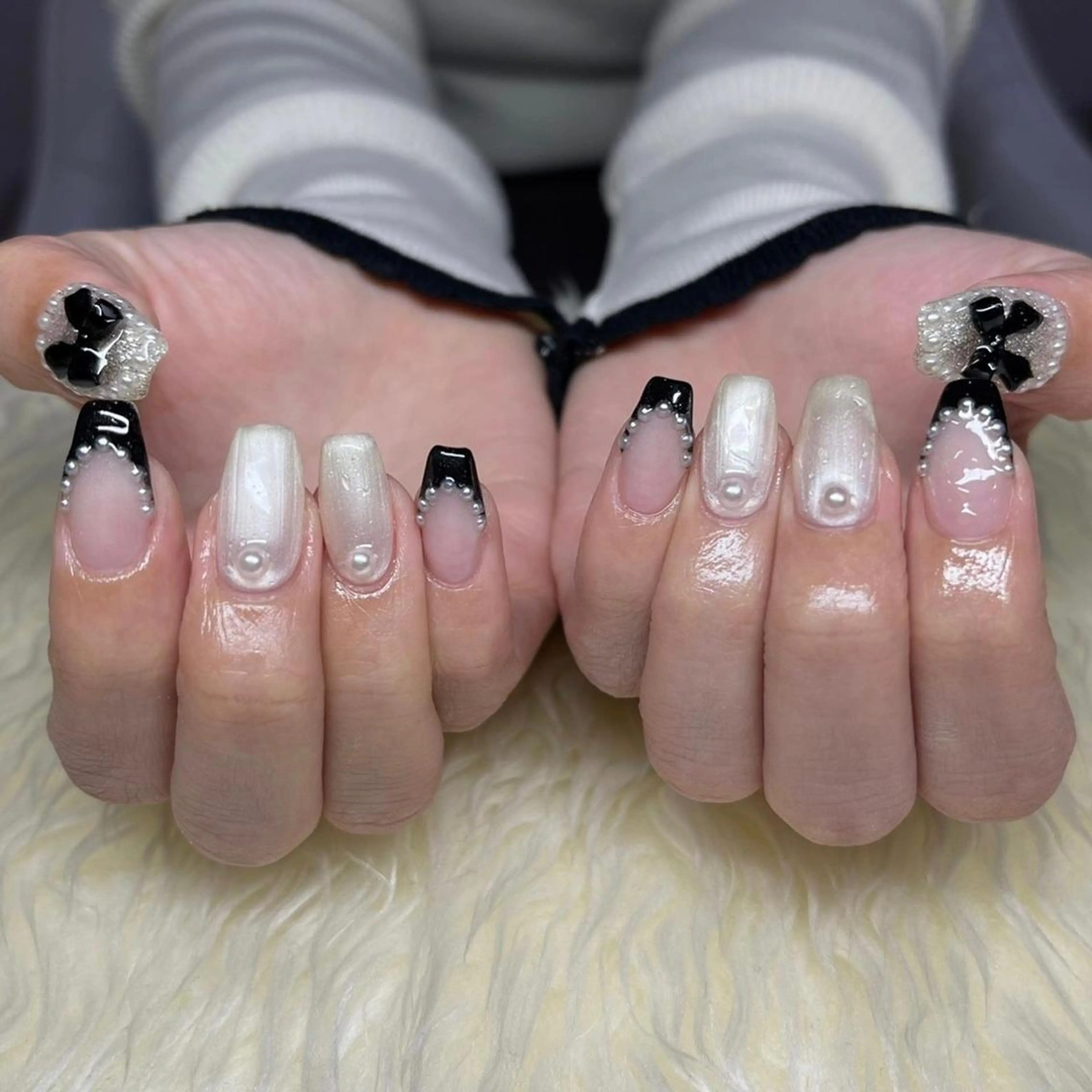 ネイル 長さ出し フレンチネイル ジェルネイル 韓国ネイル 持ち込み ハンドネイル Nail&eye Belire 新宿のネイルデザイン