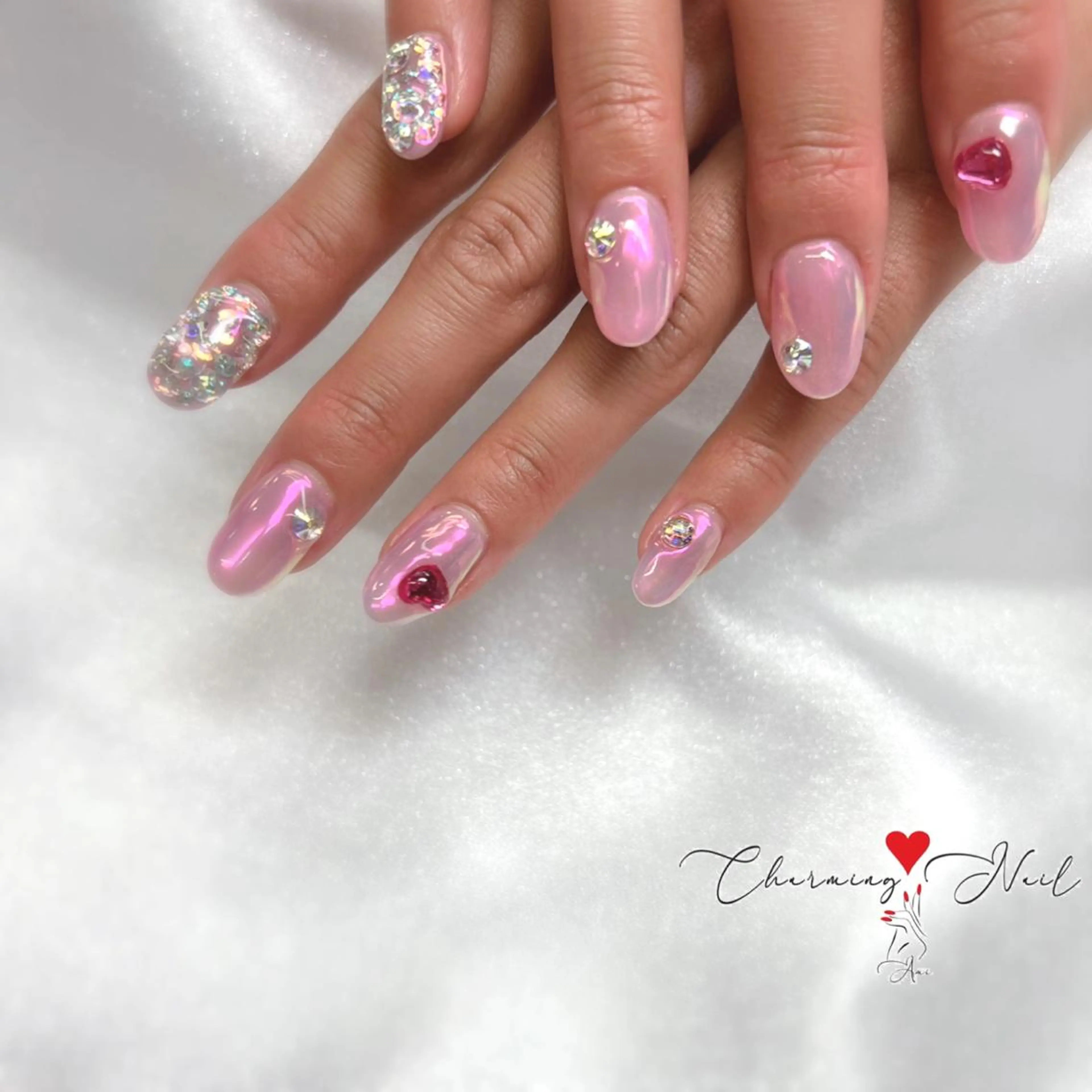 ネイル オーロラネイル ハート キラキラネイル ピンク Charming❤️Nail所属・Nailist Amiのその他イメージ