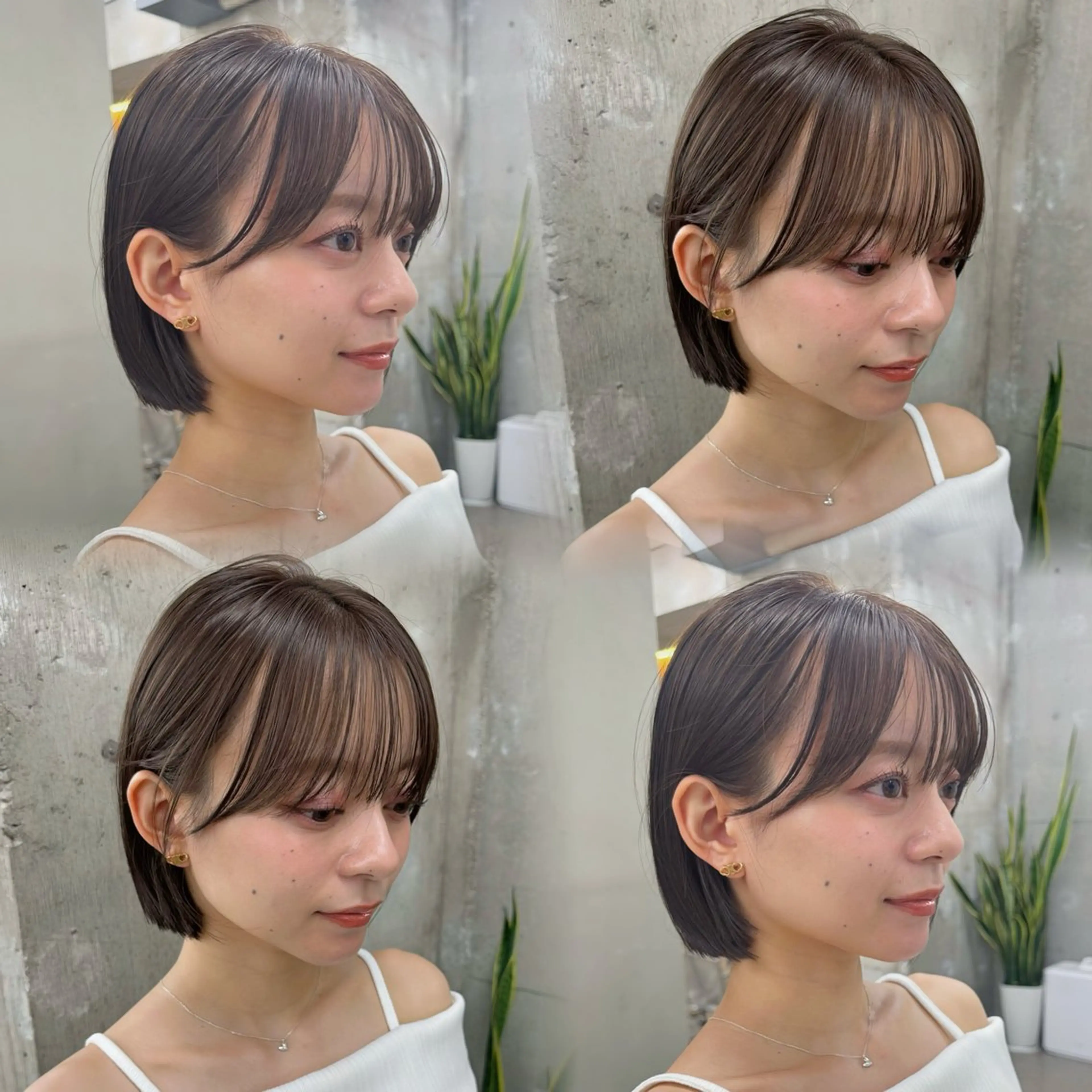 ショート カラー ボブ 顔周りカット サイドバング カット ヘアカラー 縮毛矯正 トリートメント 顔周り/レイヤー/ 透明感/みっきーのヘアスタイル