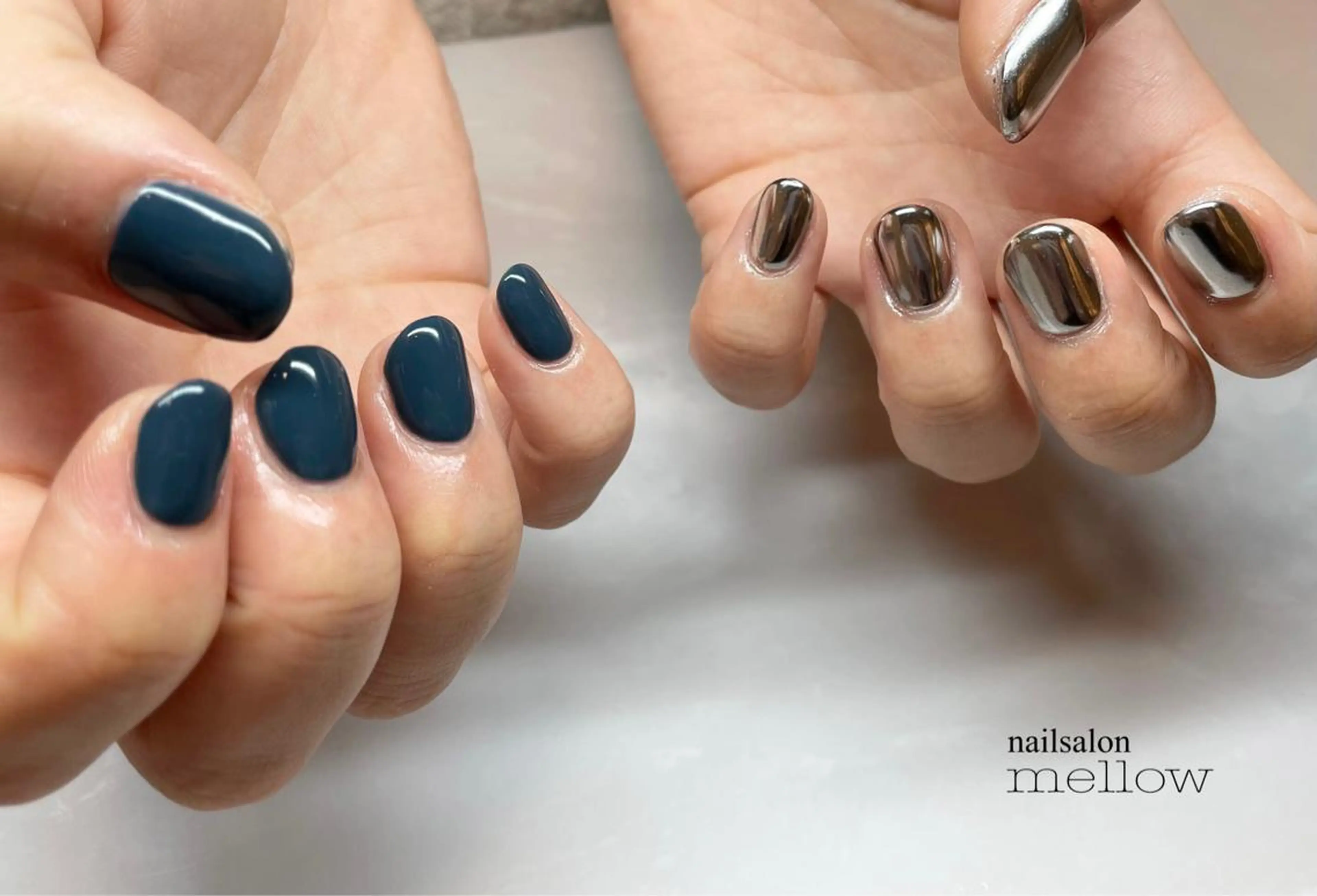 ネイル ミラーネイル シルバー 大山 浩美のネイルデザイン