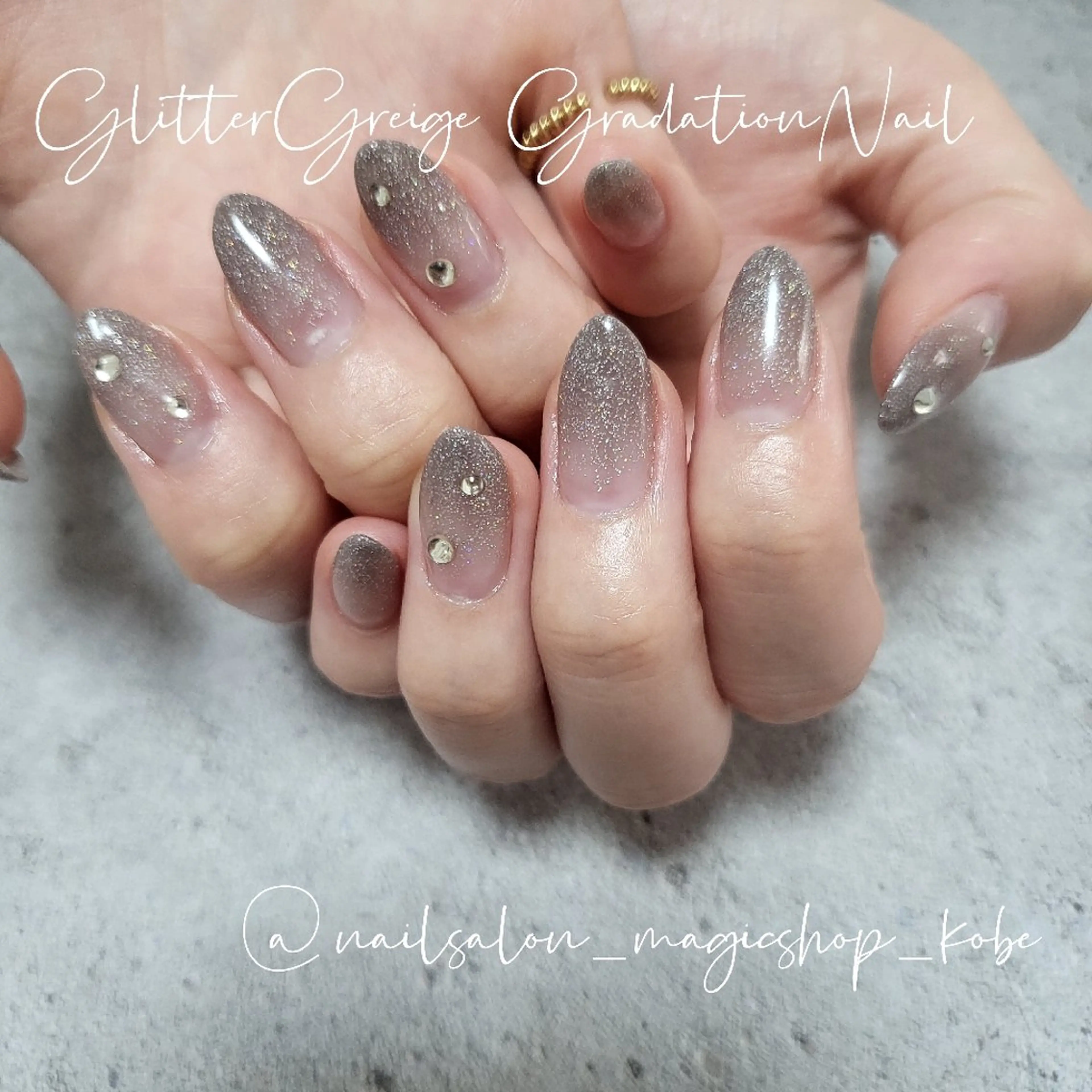 ネイル ジェルネイル グラデーション ラメ(グリッター) ソフトジェル ストーンネイル ハンドネイル Nailsalon MagicShopのネイルデザイン