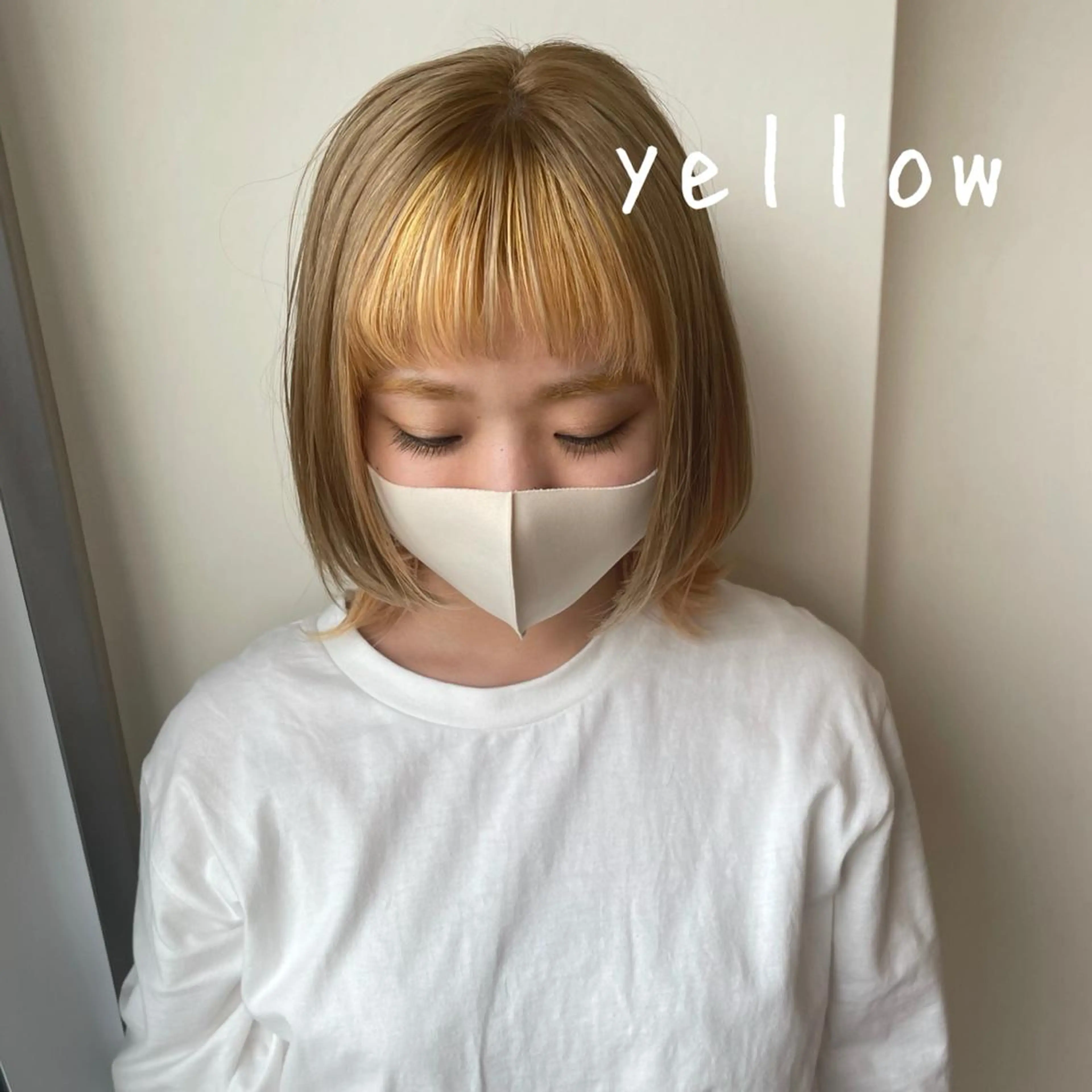 ミディアム カラー ベージュカラー インナーカラー ミルクティーベージュ イエローカラー ヘアカラー ボブウルフ/ボブ Satsuki【名駅のヘアスタイル