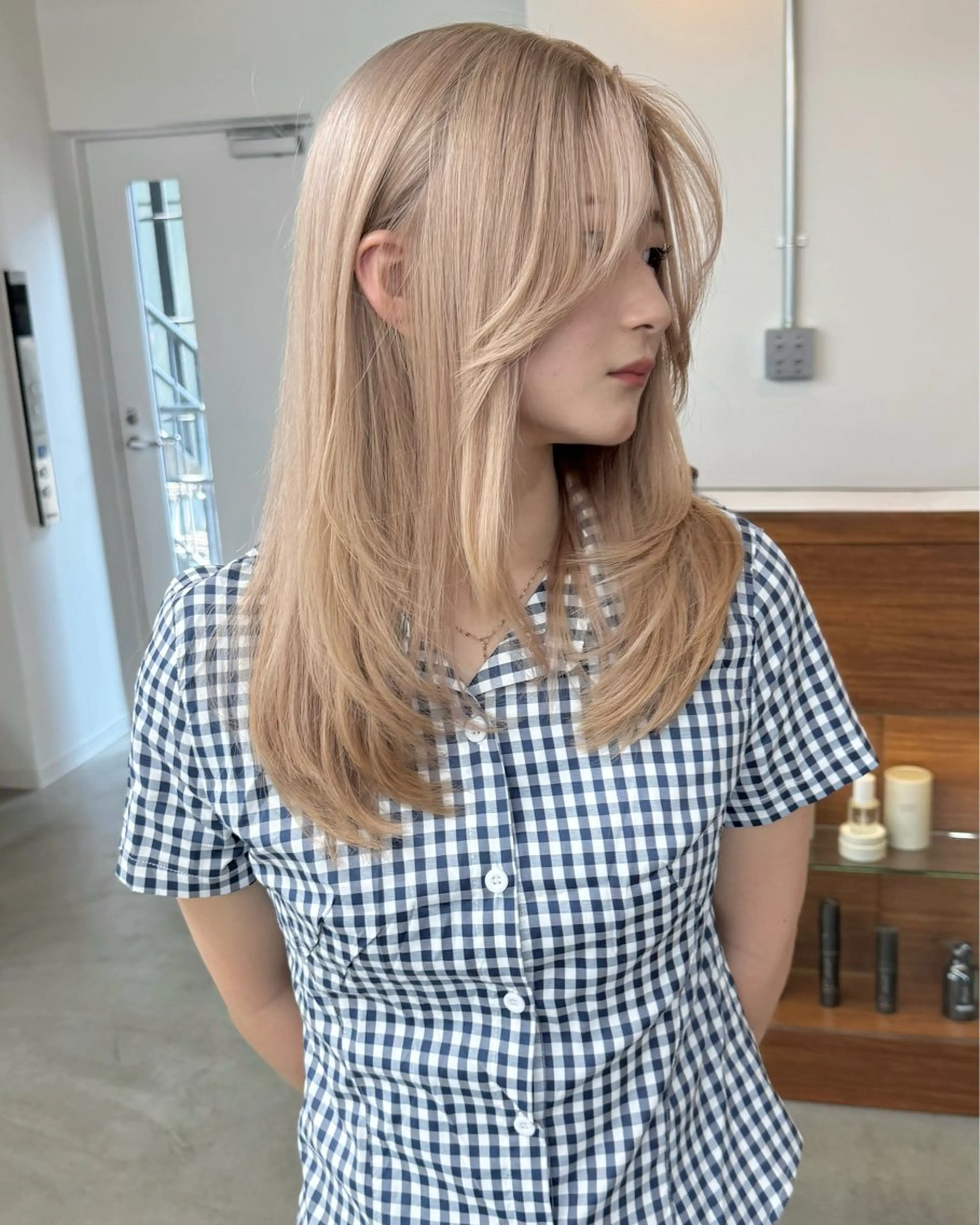 セミロング カラー ヘアカラー トリートメント ブリーチ/ハイトーン ダブルカラー/川上のヘアスタイル