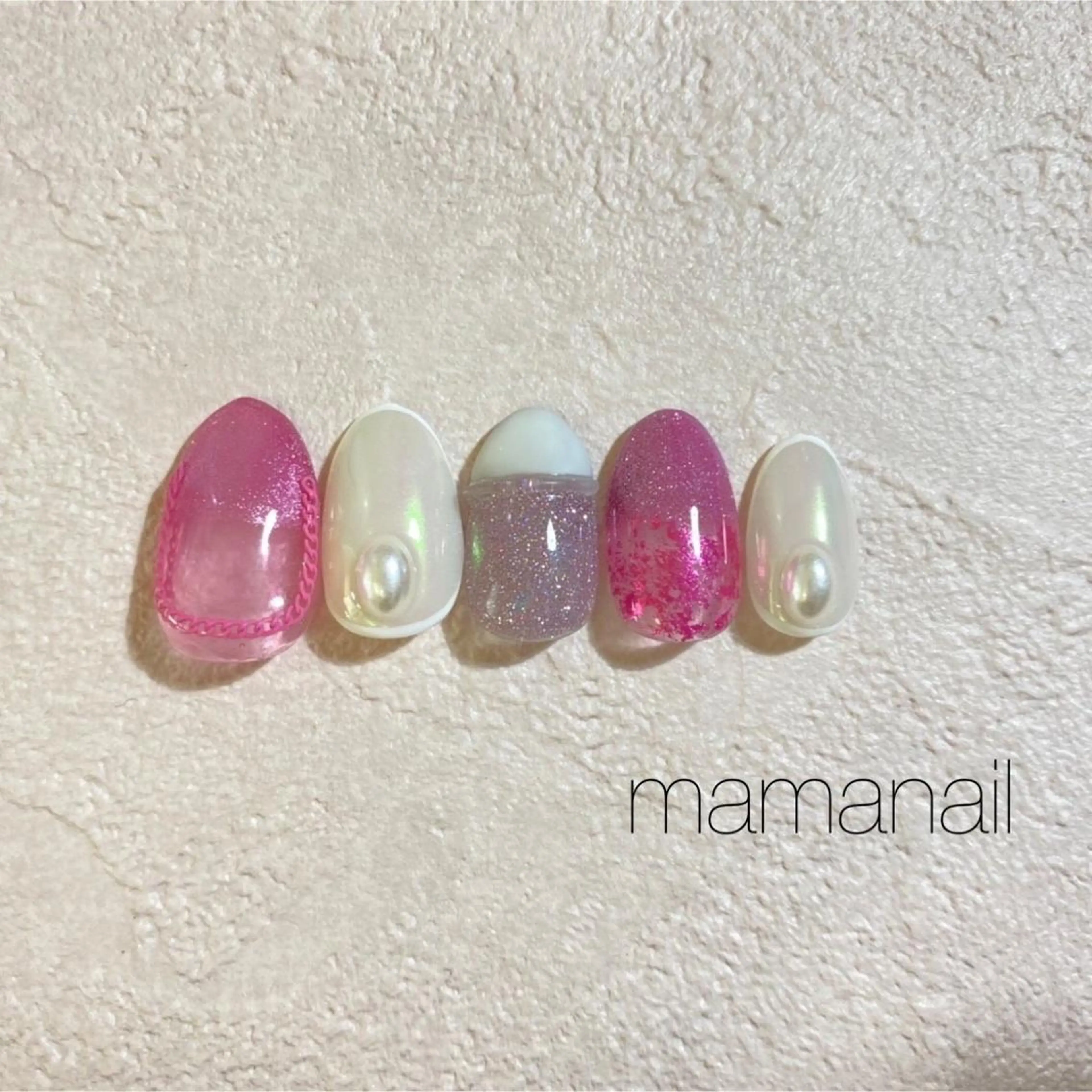 ネイル アートネイル ブルー ジェルネイル ネイルサロン mama nailのネイルデザイン