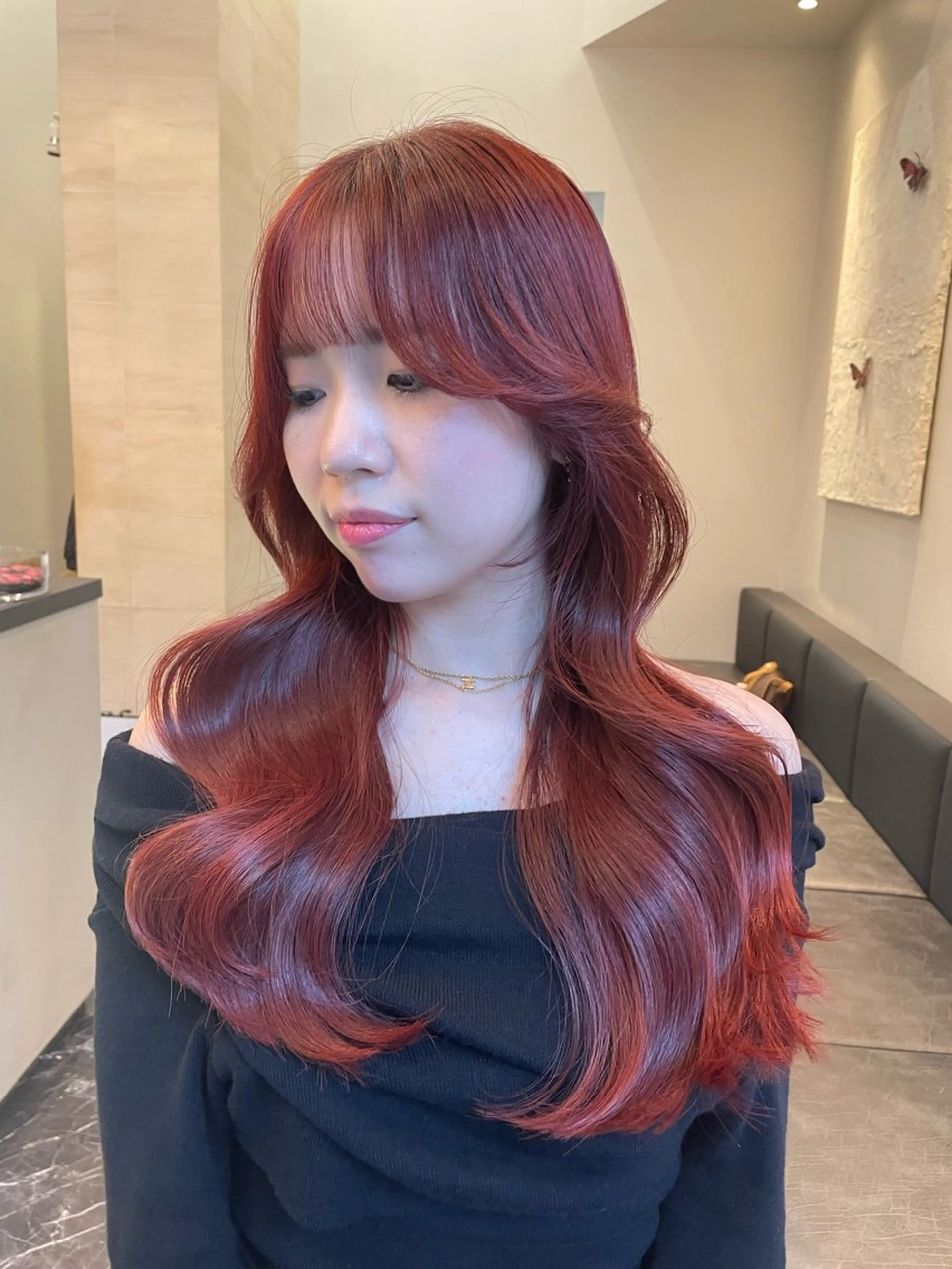 ロング カット ヘアカラー 韓国ヘア🇰🇷 YURIYAのヘアスタイル