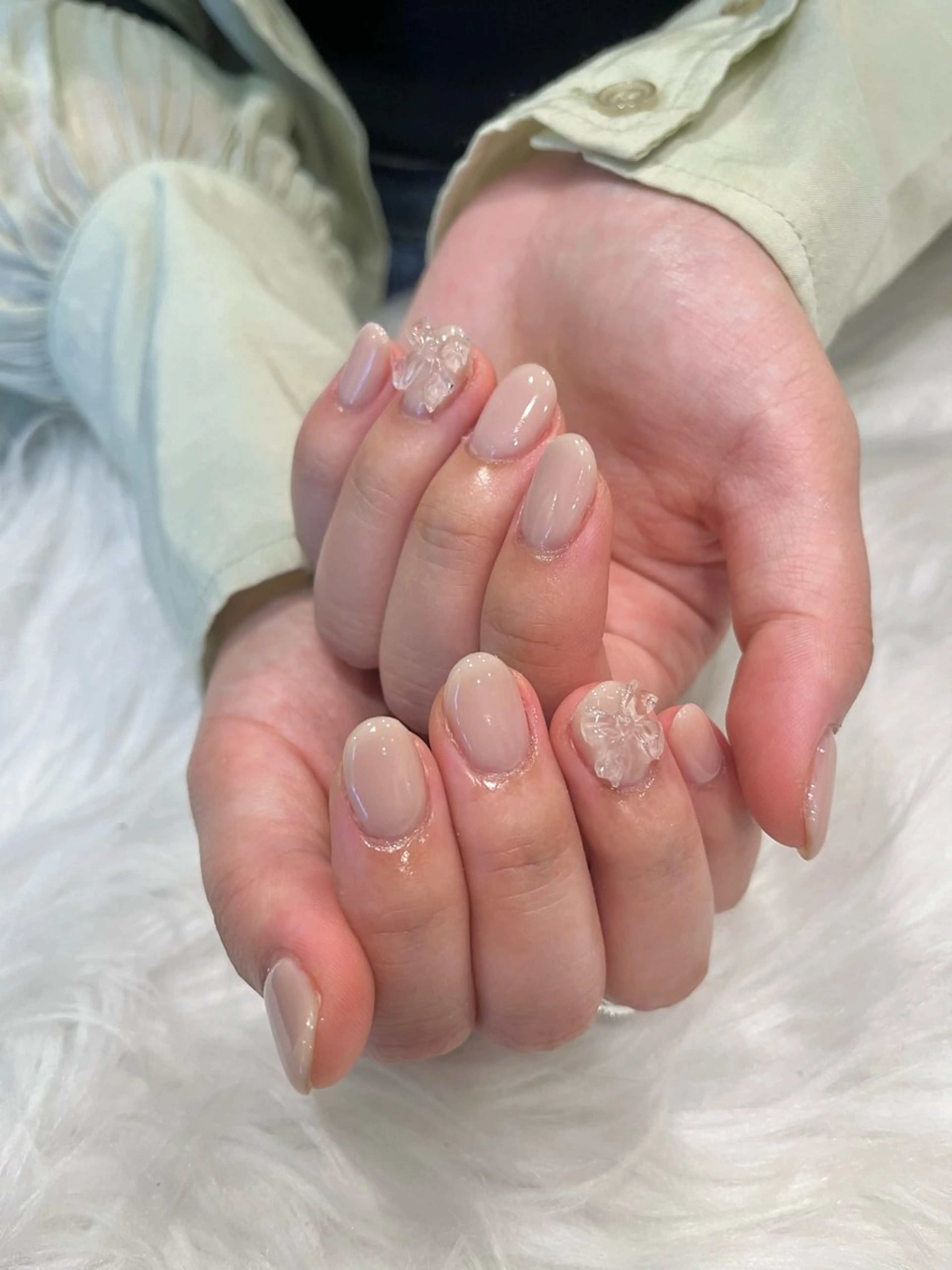 ネイル クリアネイル リボン ハンドネイル Nobady_ Kotonoのネイルデザイン