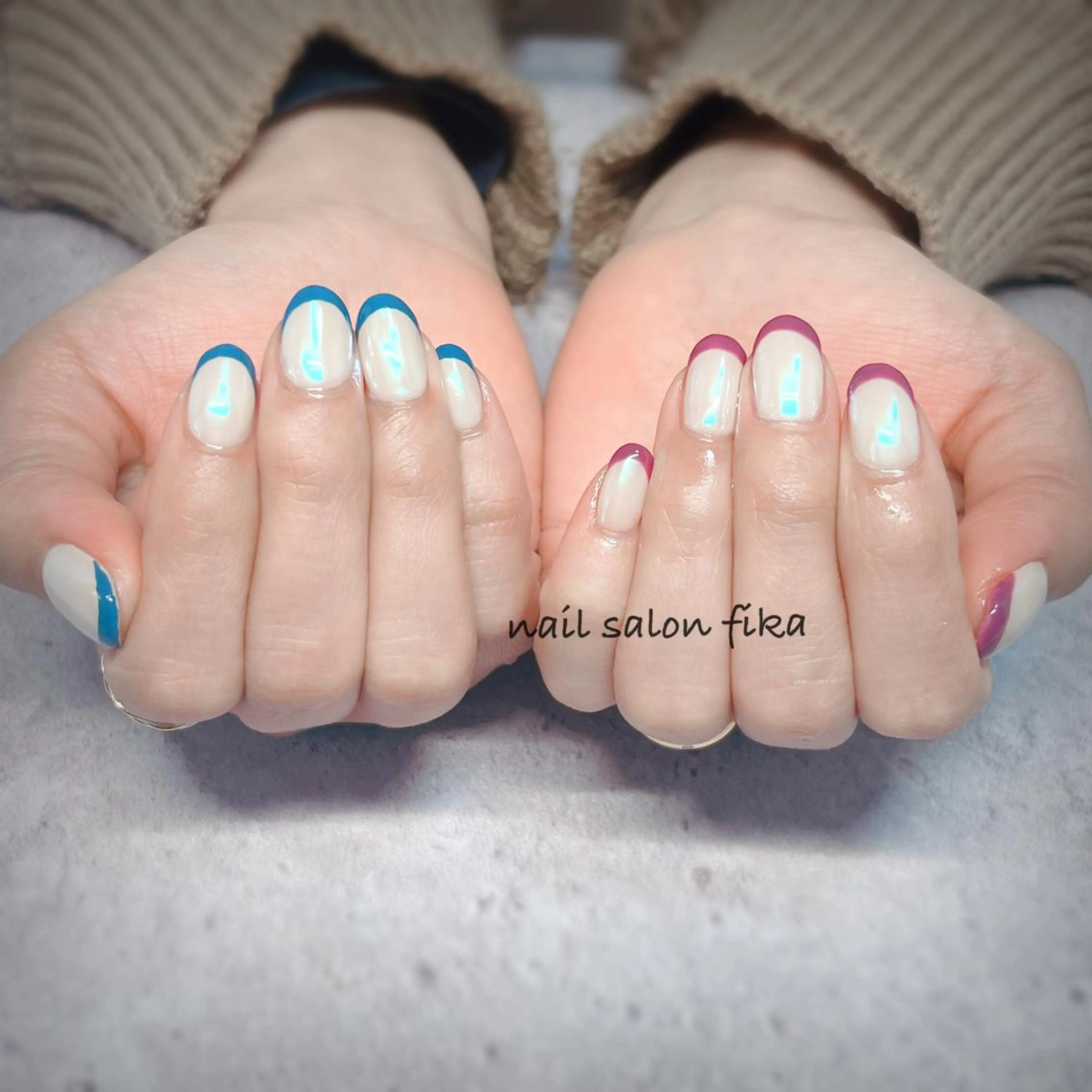 ネイル フレンチネイル ミラーネイル nail salon fikaのネイルデザイン