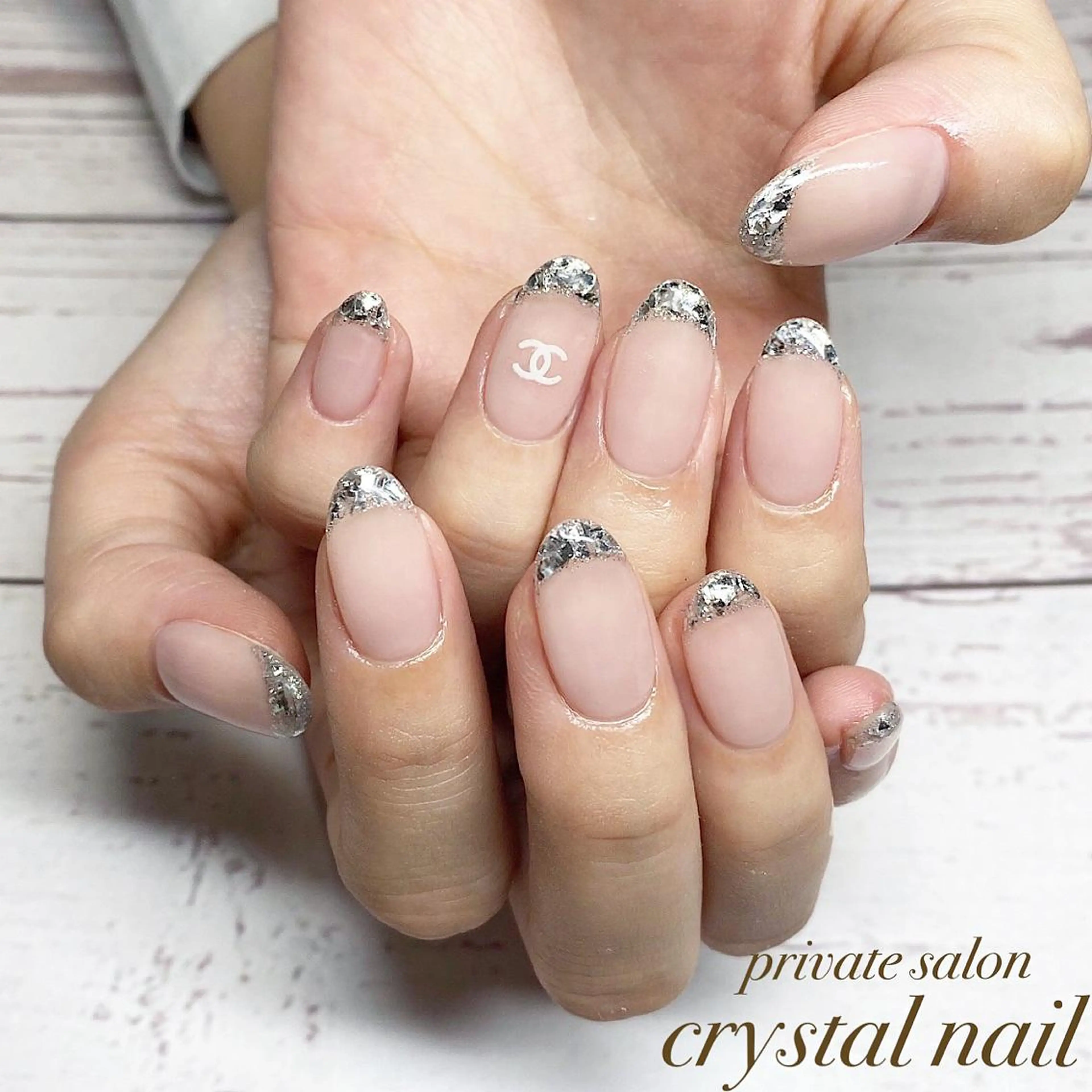 ネイル フレンチネイル ガラスフレンチ Crystal Nailのネイルデザイン
