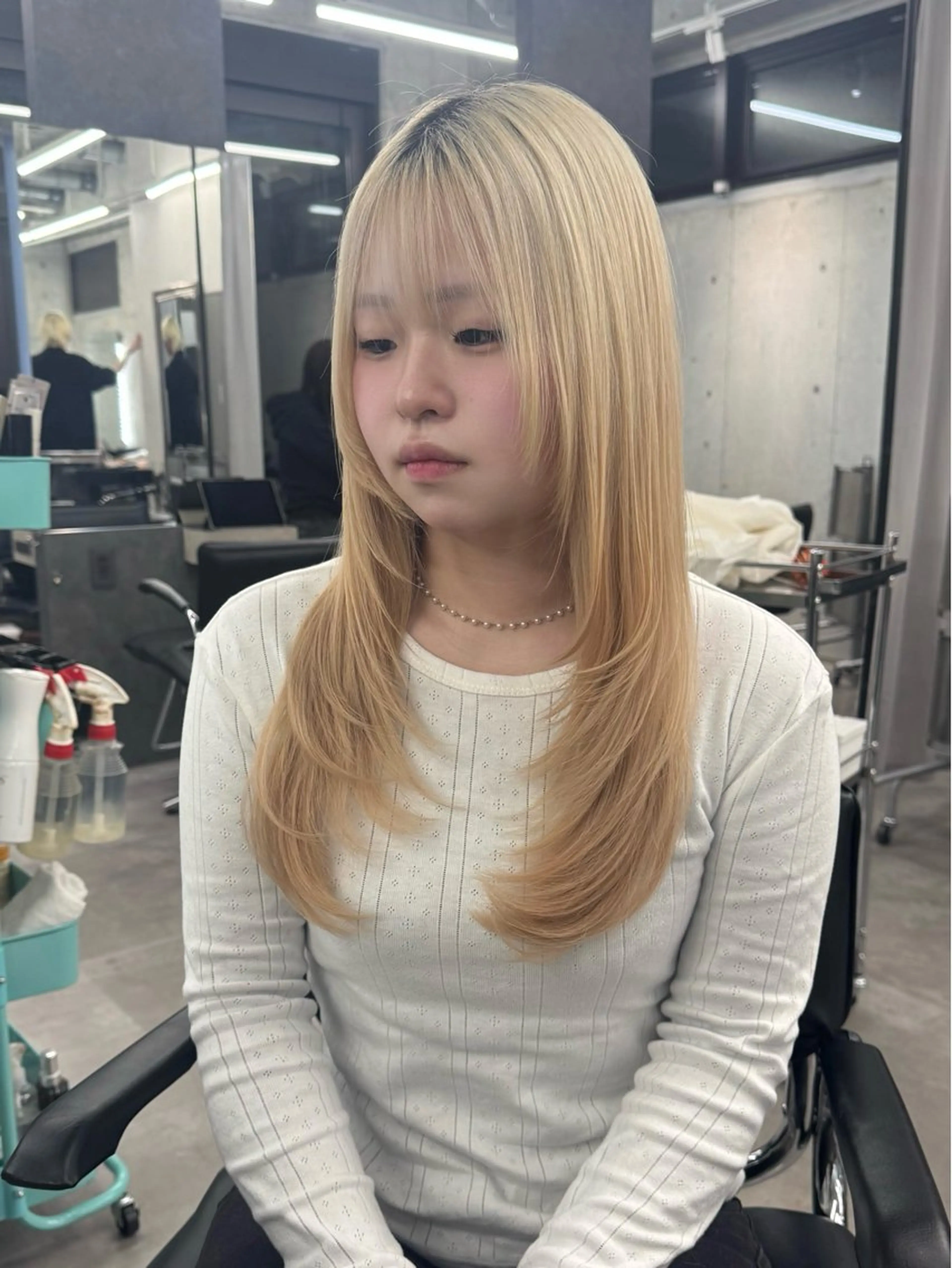 ロング カラー ブリーチ ブロンド ホワイトブロンド カット ヘアカラー トリートメント shio ハイトーン 💗【福岡天神】のヘアスタイル