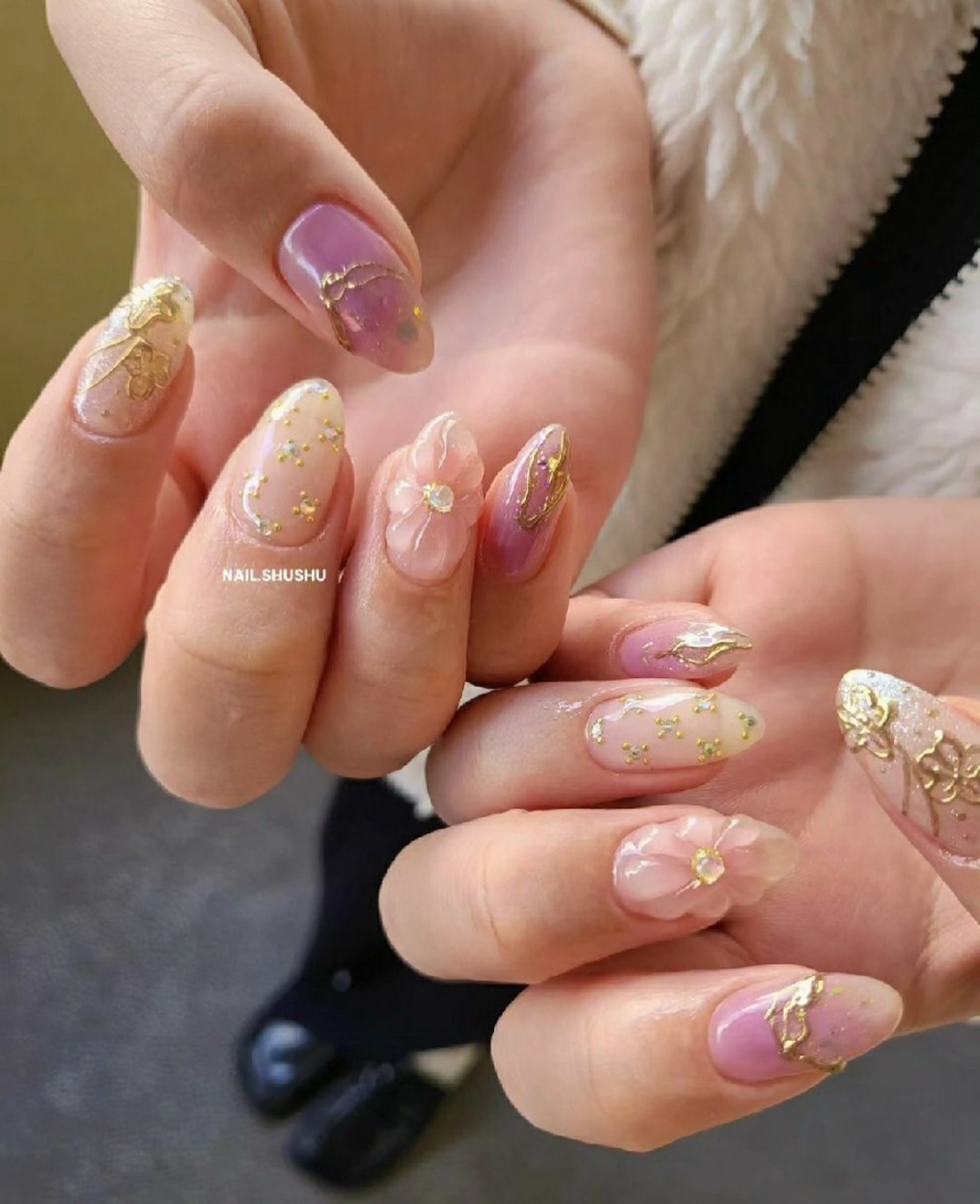 ネイル 持ち込み ニュアンスネイル ワンカラーネイル シンプルネイル 冬ネイル ハンドネイル 3dパーツ/流行り 👧shushu❤️のネイルデザイン