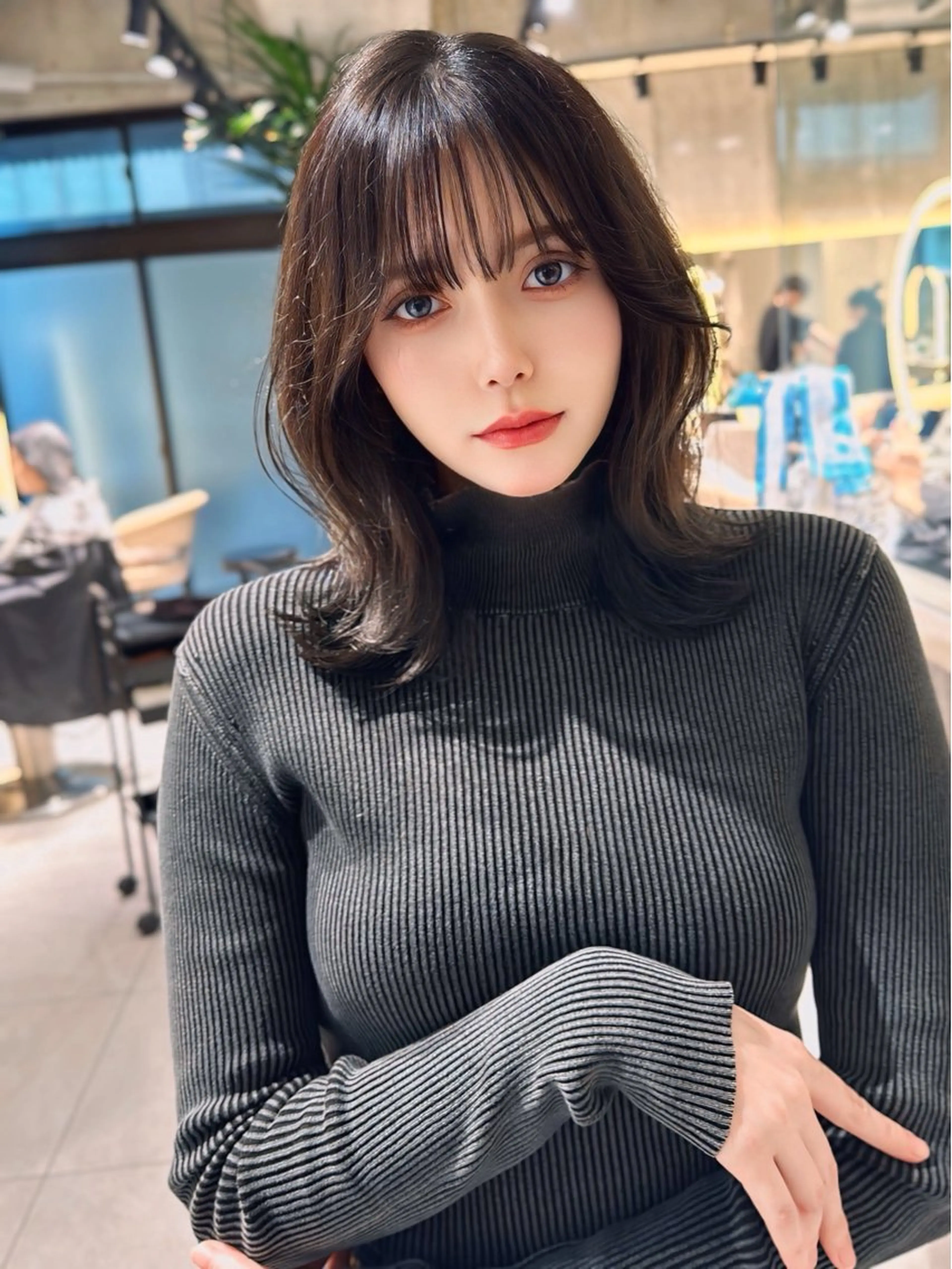 ミディアム カット ヘアカラー トリートメント ✨髪質改善特化✨副 店長椎葉信乃介のヘアスタイル