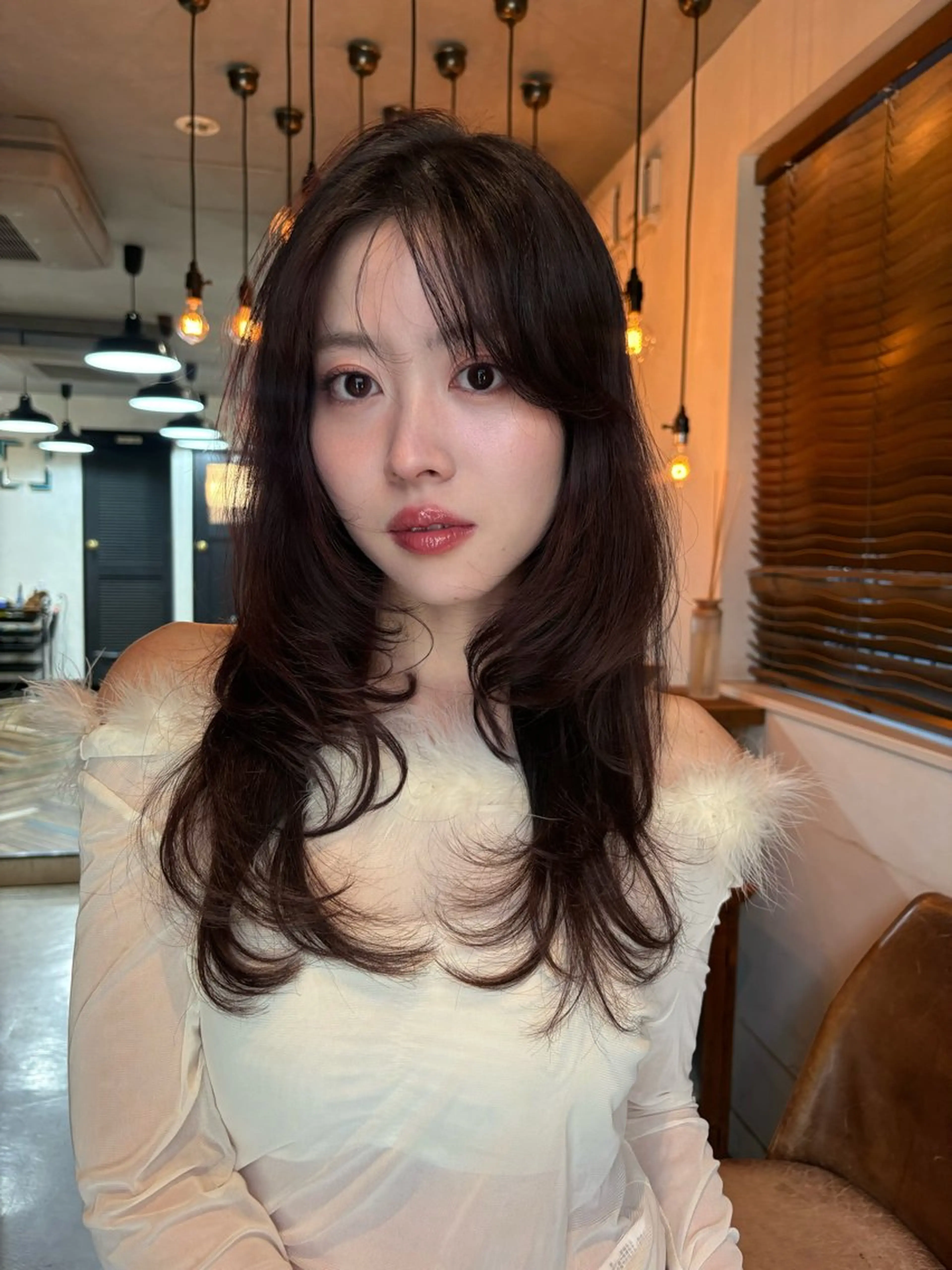 セミロング カラー パーマ カット ヘアカラー レイヤー/透明感/ ブリーチなし/わかなのヘアスタイル