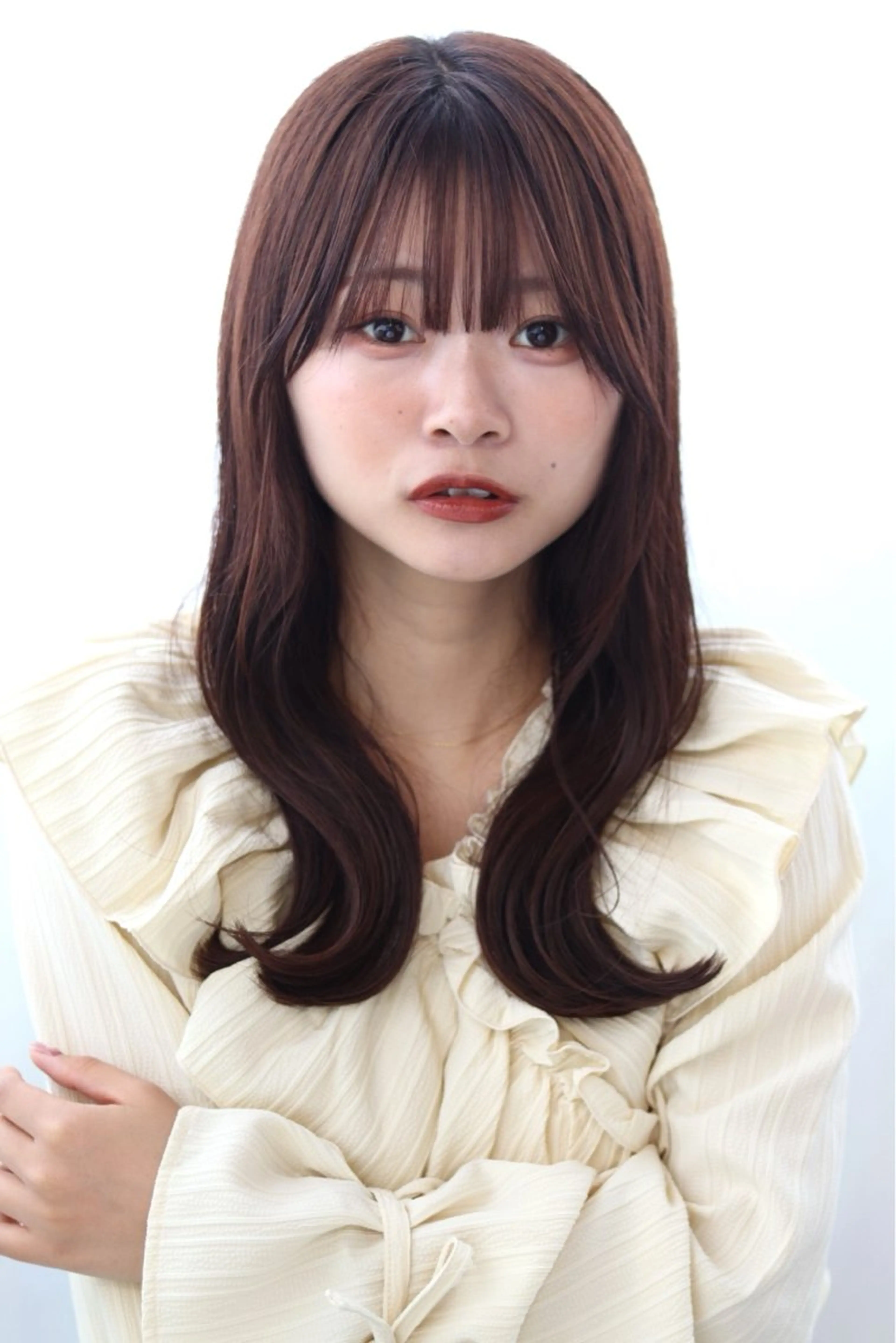 セミロング カット 🎀ブリーチなし カラーyui🎀のヘアスタイル